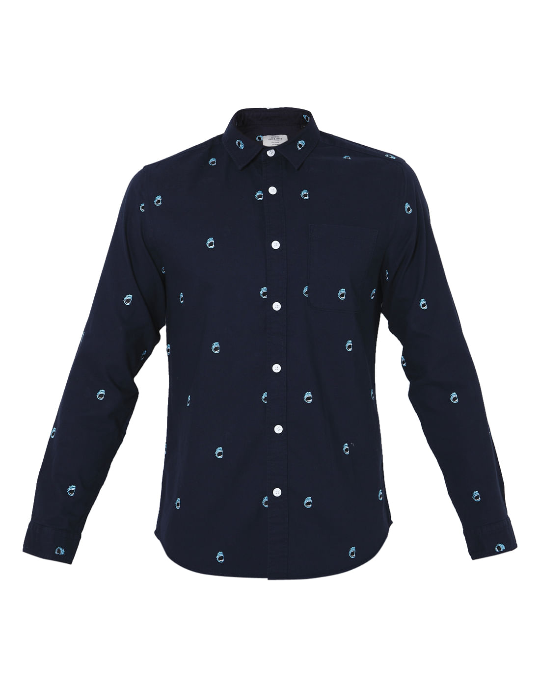 Blue All Over Print Full Sleeves Shirt