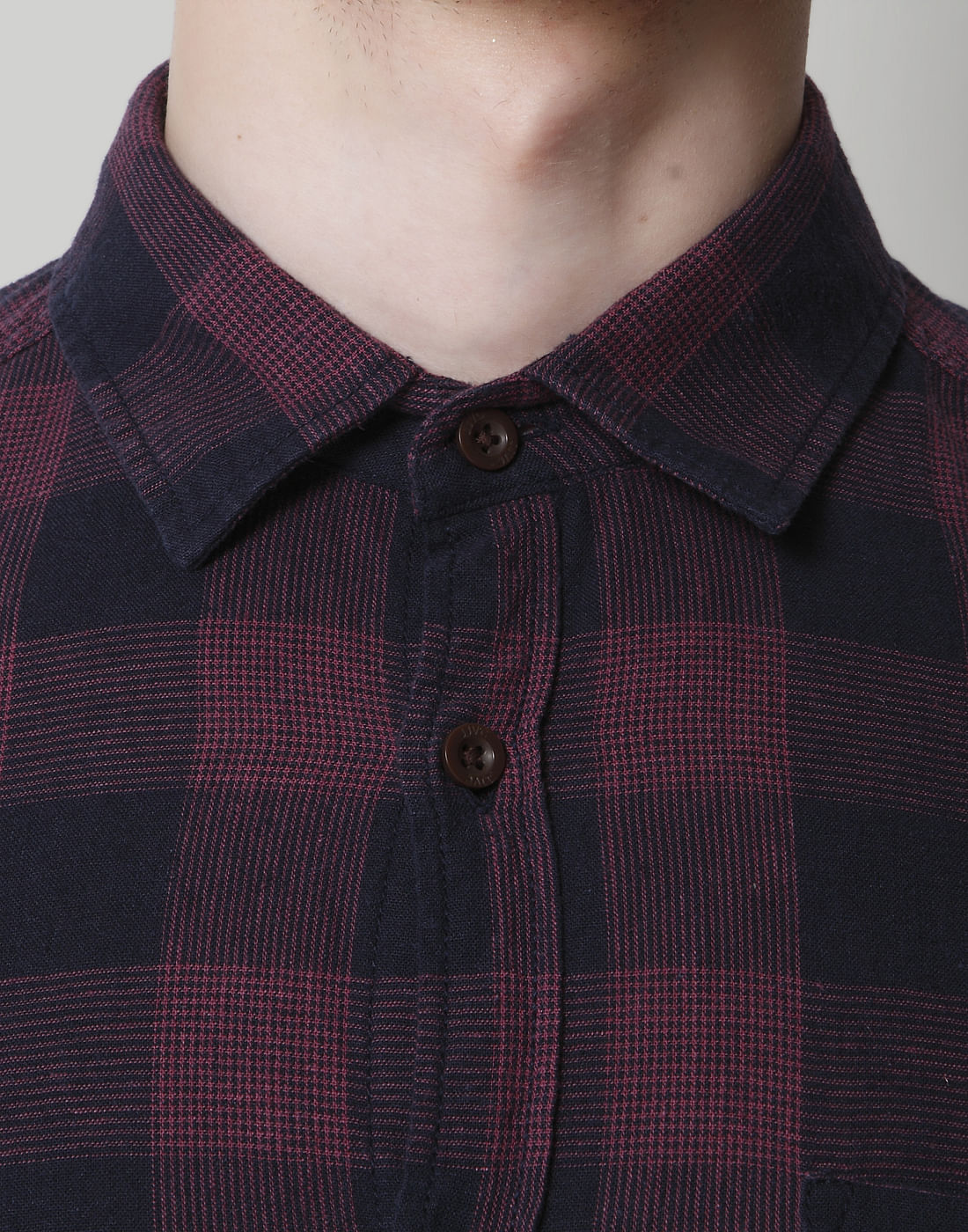 Navy Blue Check Full Sleeves Shirt