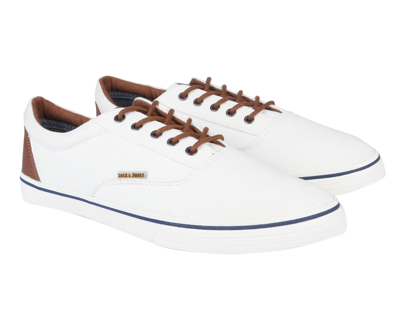 White Colourblocked Canvas Sneakers