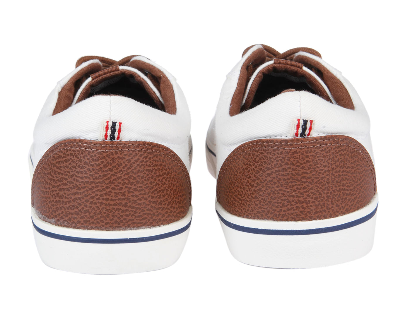 White Colourblocked Canvas Sneakers