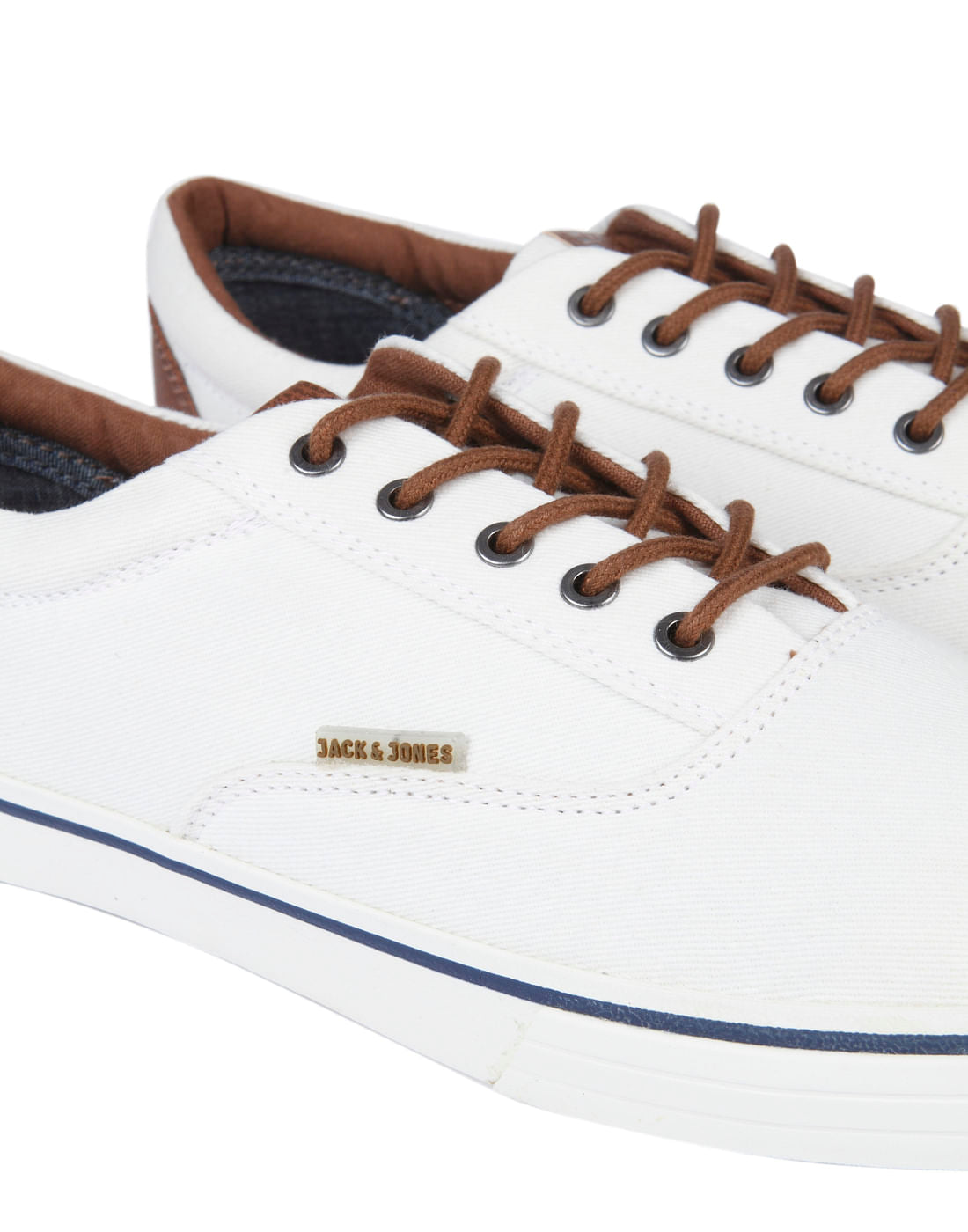 White Colourblocked Canvas Sneakers