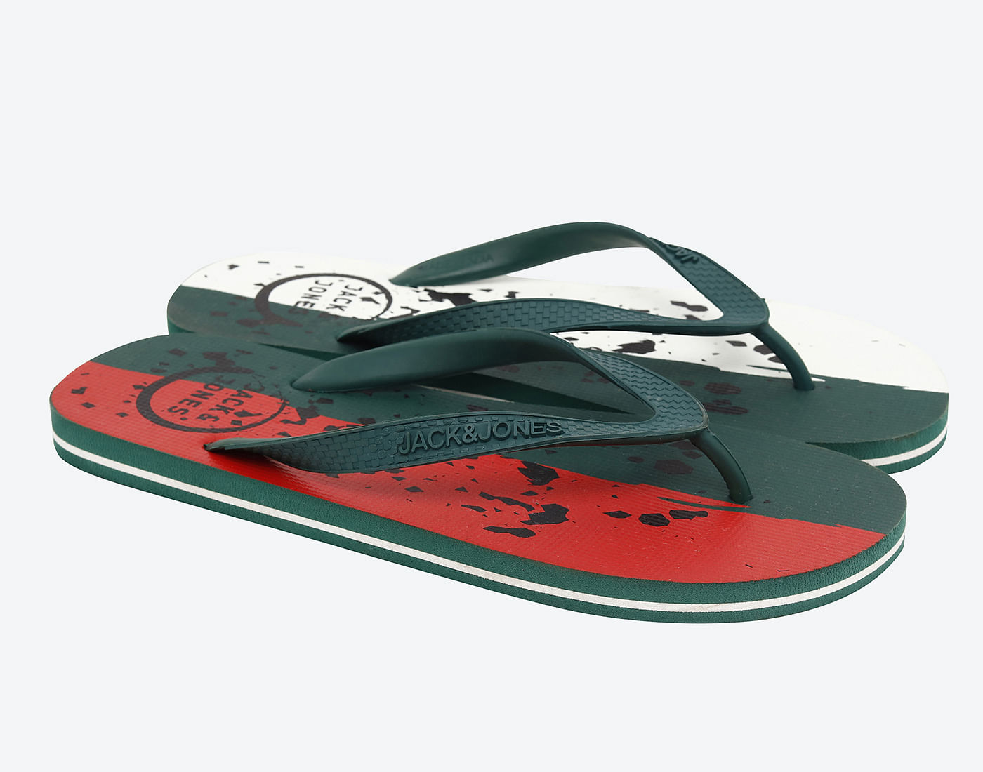 Green & Red Flag Print Flip Flops
