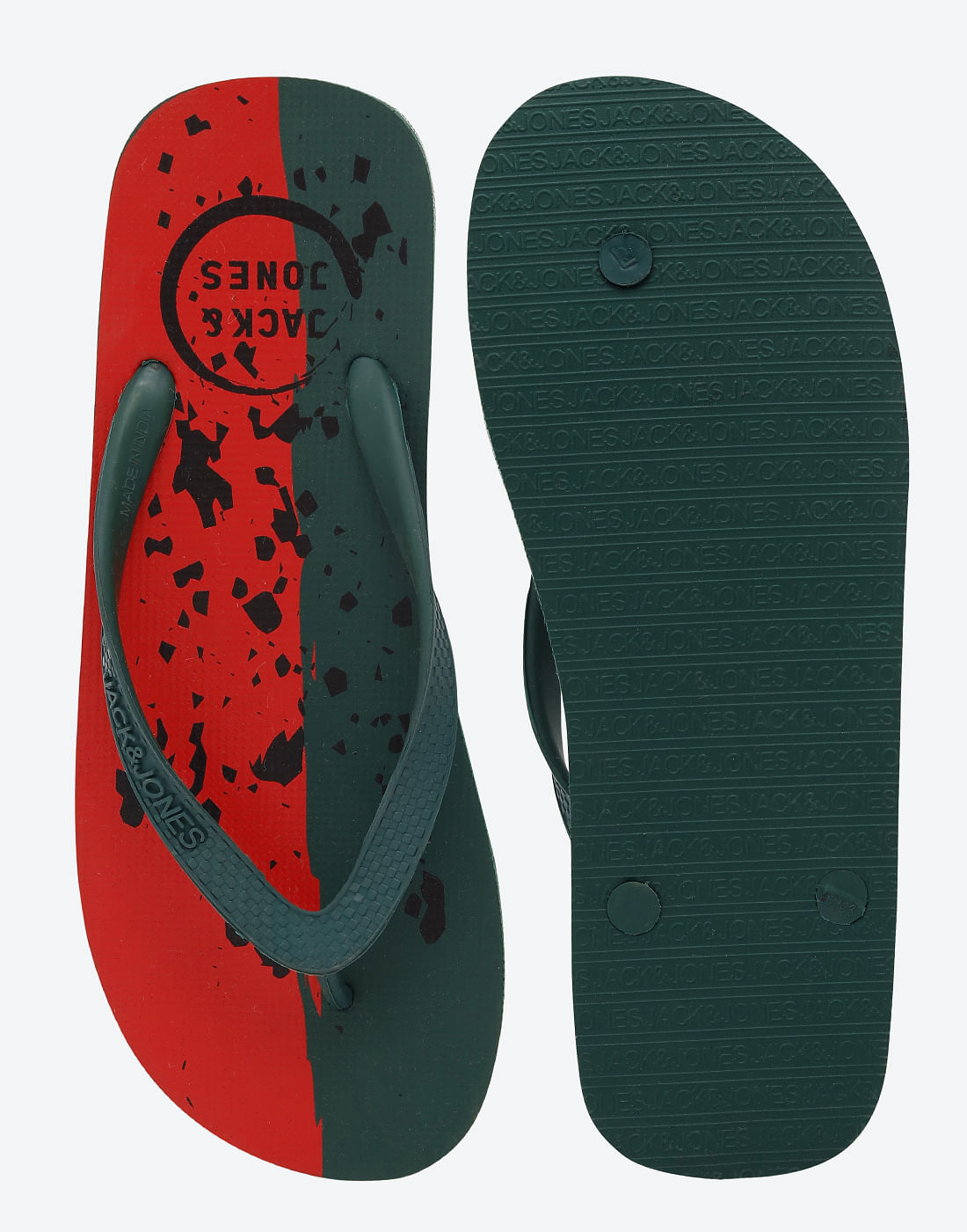 Green & Red Flag Print Flip Flops