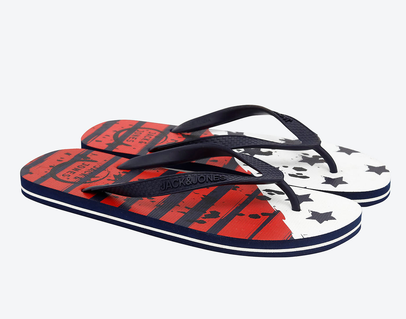 Red & White Flag Print Flip Flops