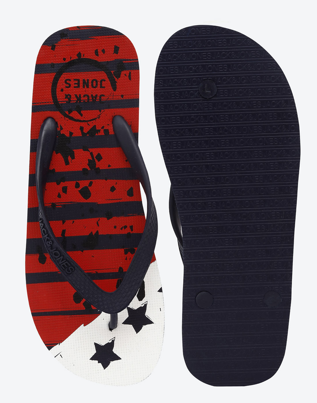 Red & White Flag Print Flip Flops