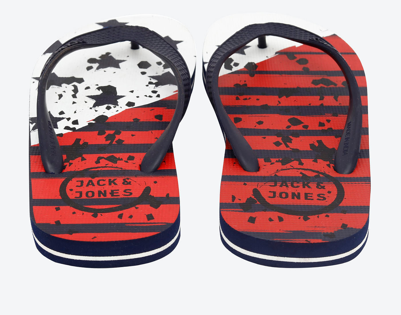 Red & White Flag Print Flip Flops