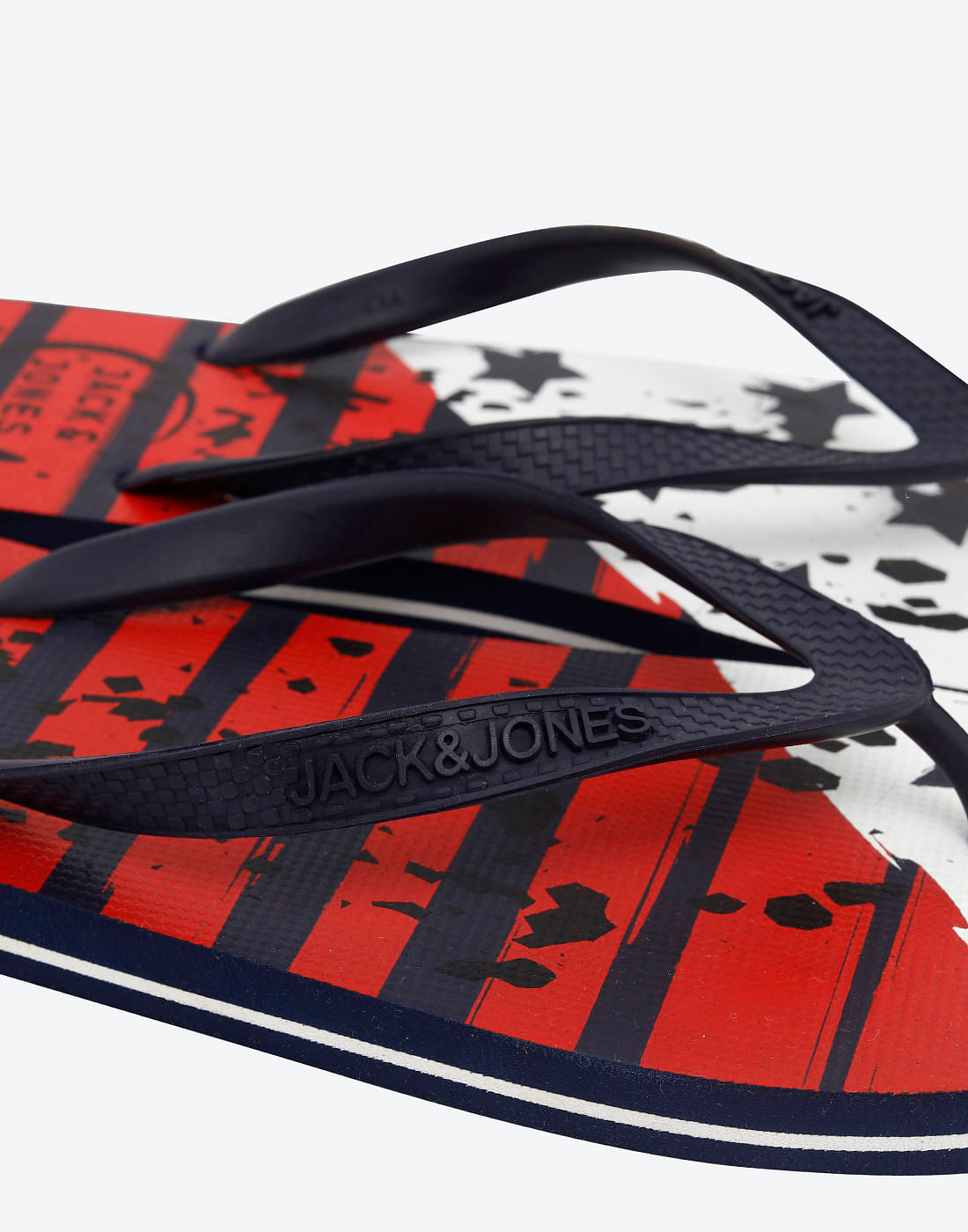 Red & White Flag Print Flip Flops