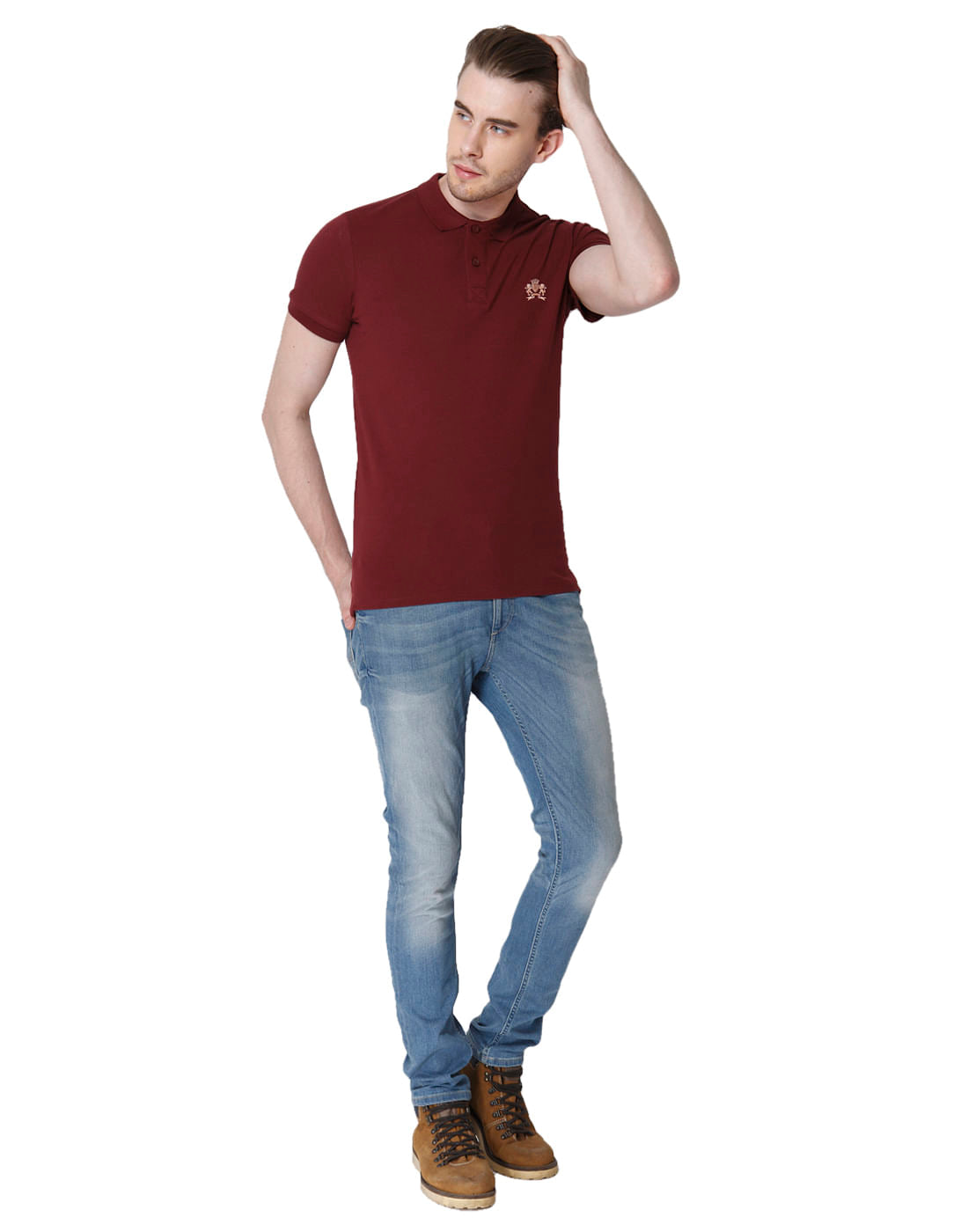 Maroon Polo Neck T-shirt