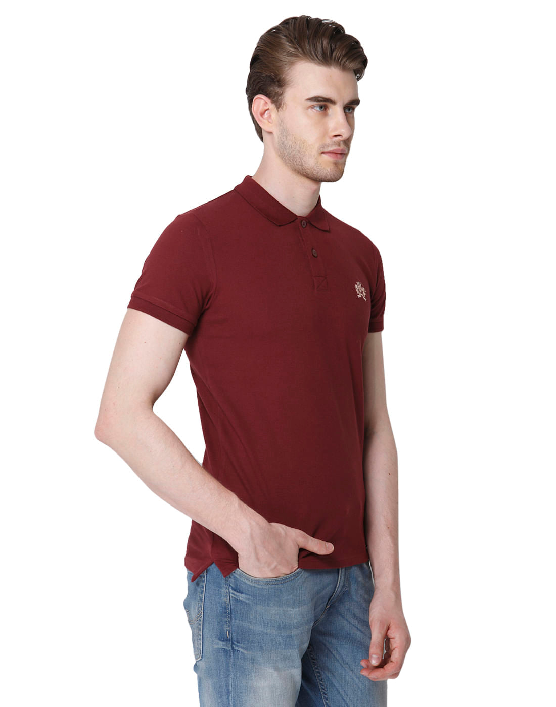 Maroon Polo Neck T-shirt