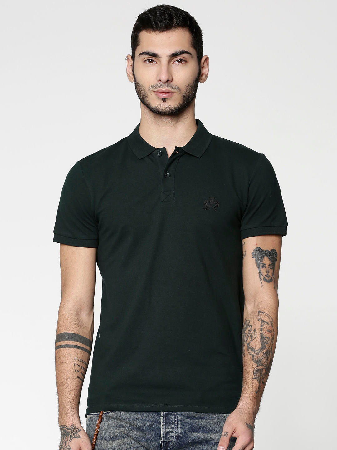 Dark Green Polo Neck T-Shirt