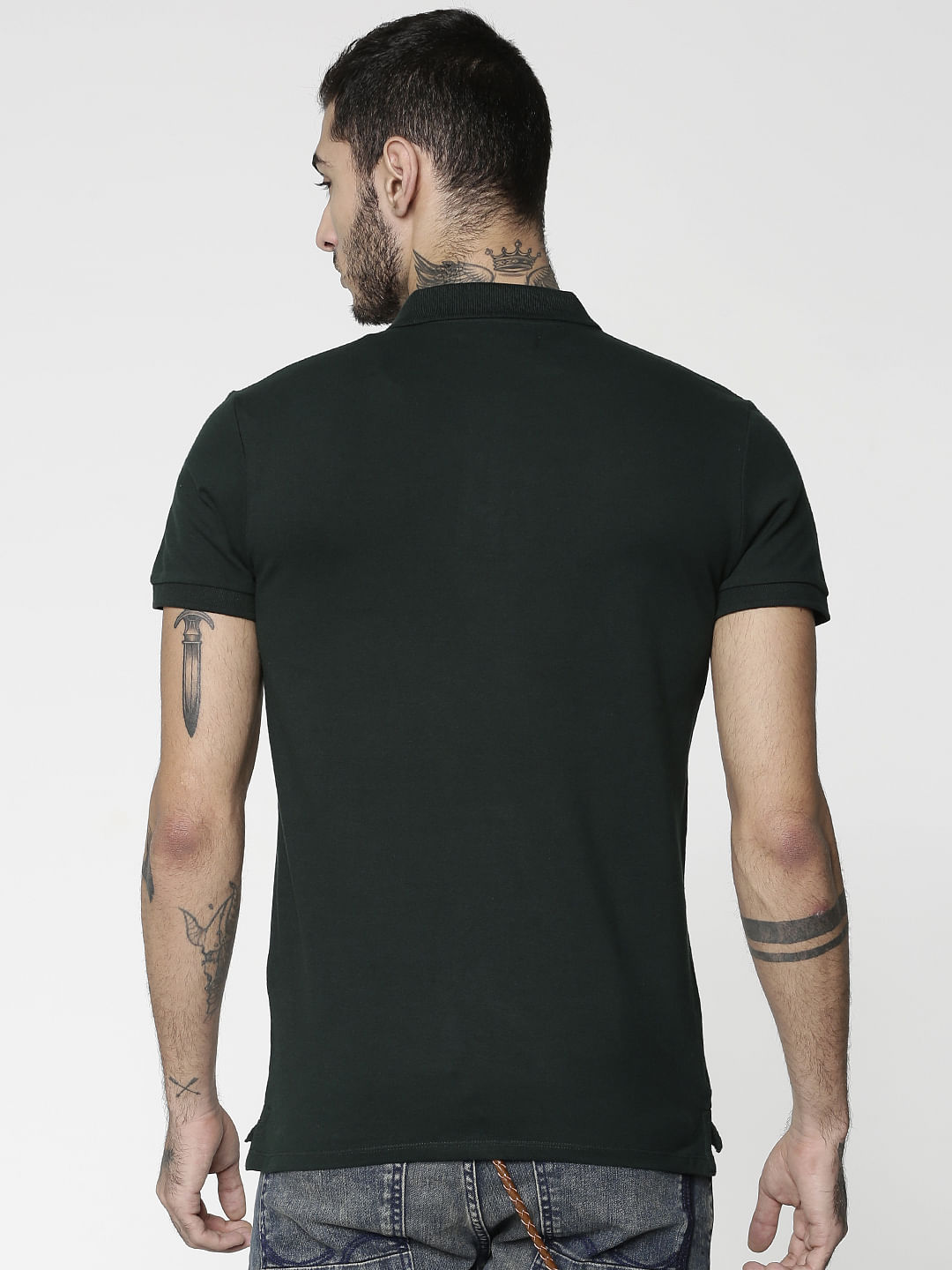 Dark Green Polo Neck T-Shirt
