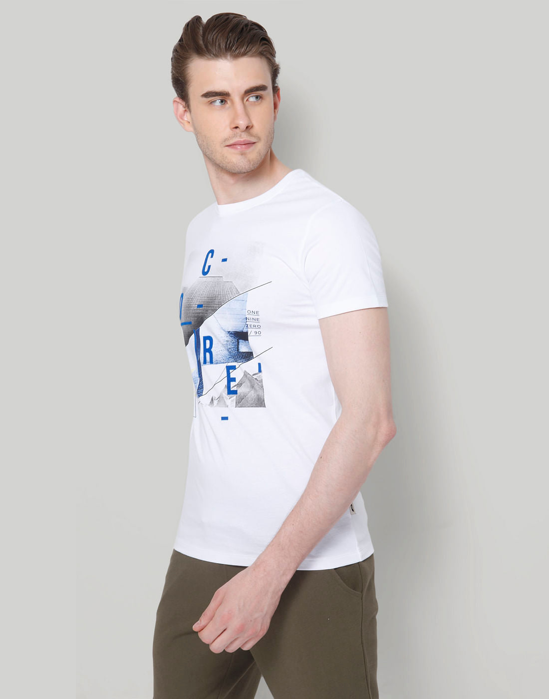 White Graphic Print Crew Neck T-Shirt