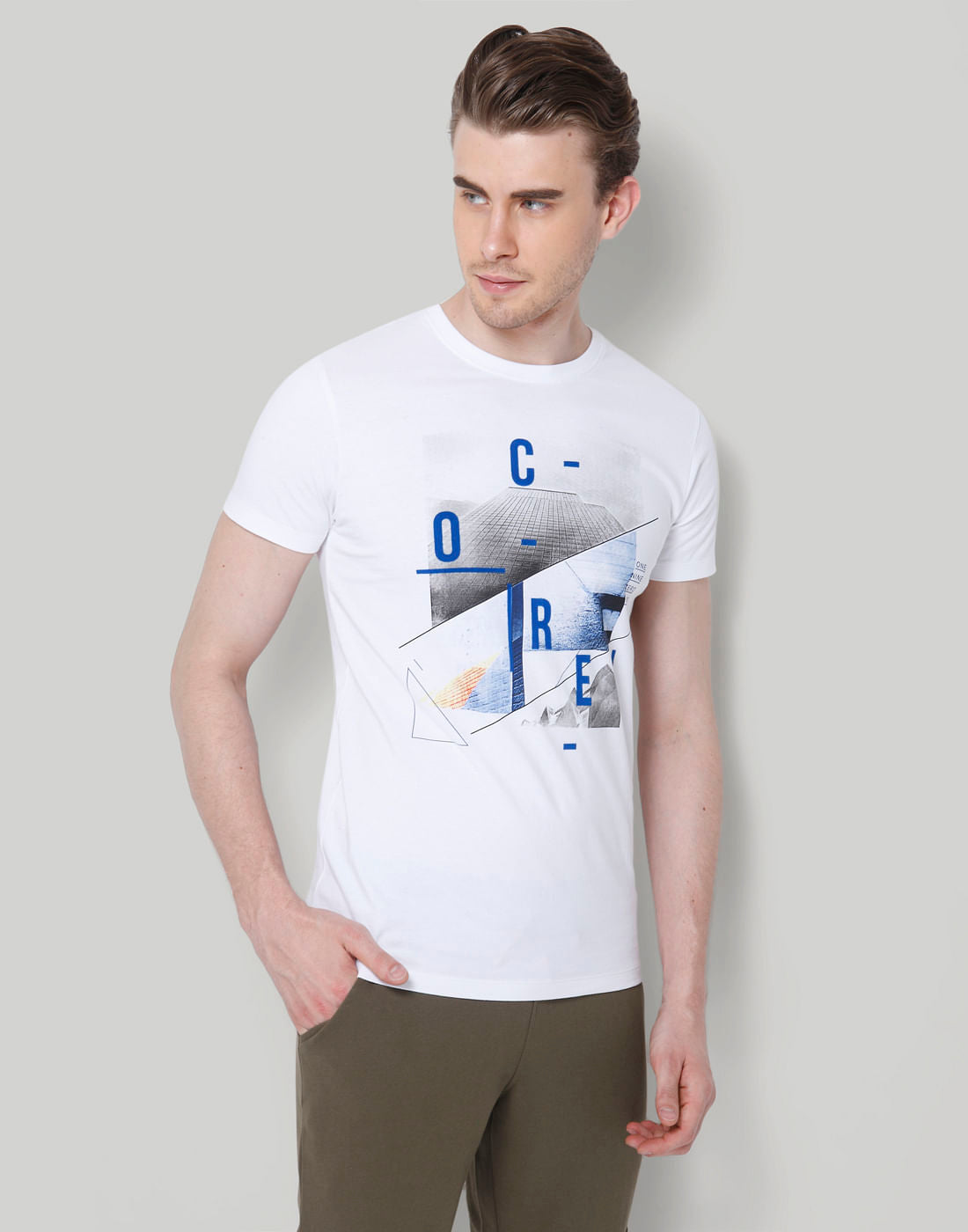 White Graphic Print Crew Neck T-Shirt