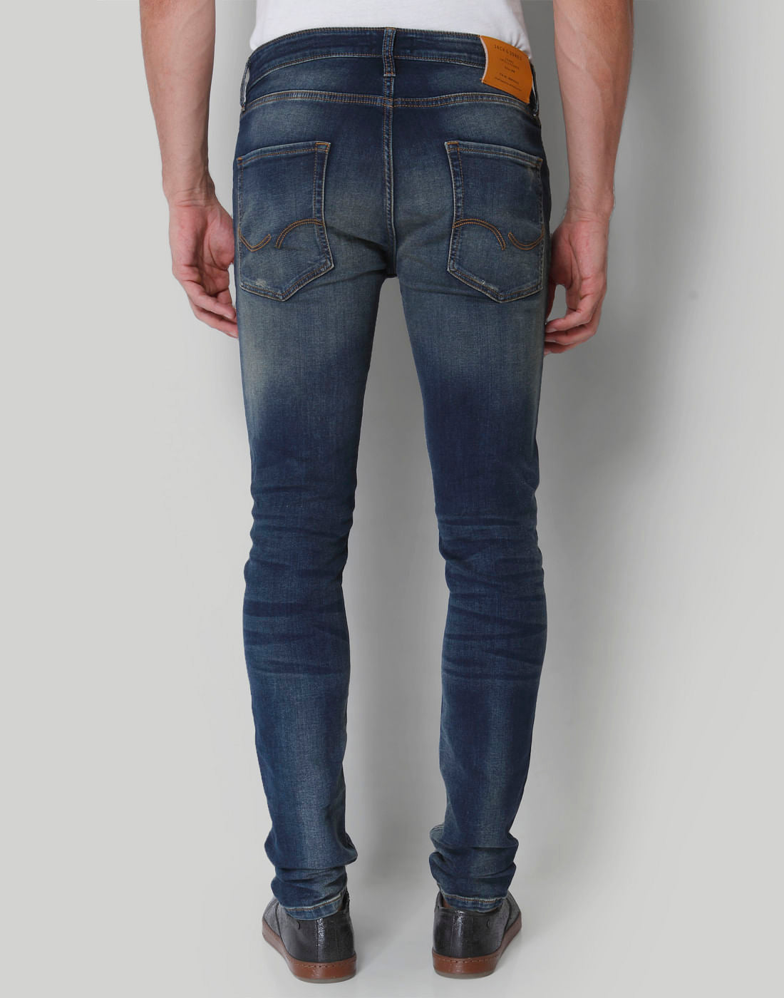 Blue Low Rise Distressed Liam Slim Fit Jeans
