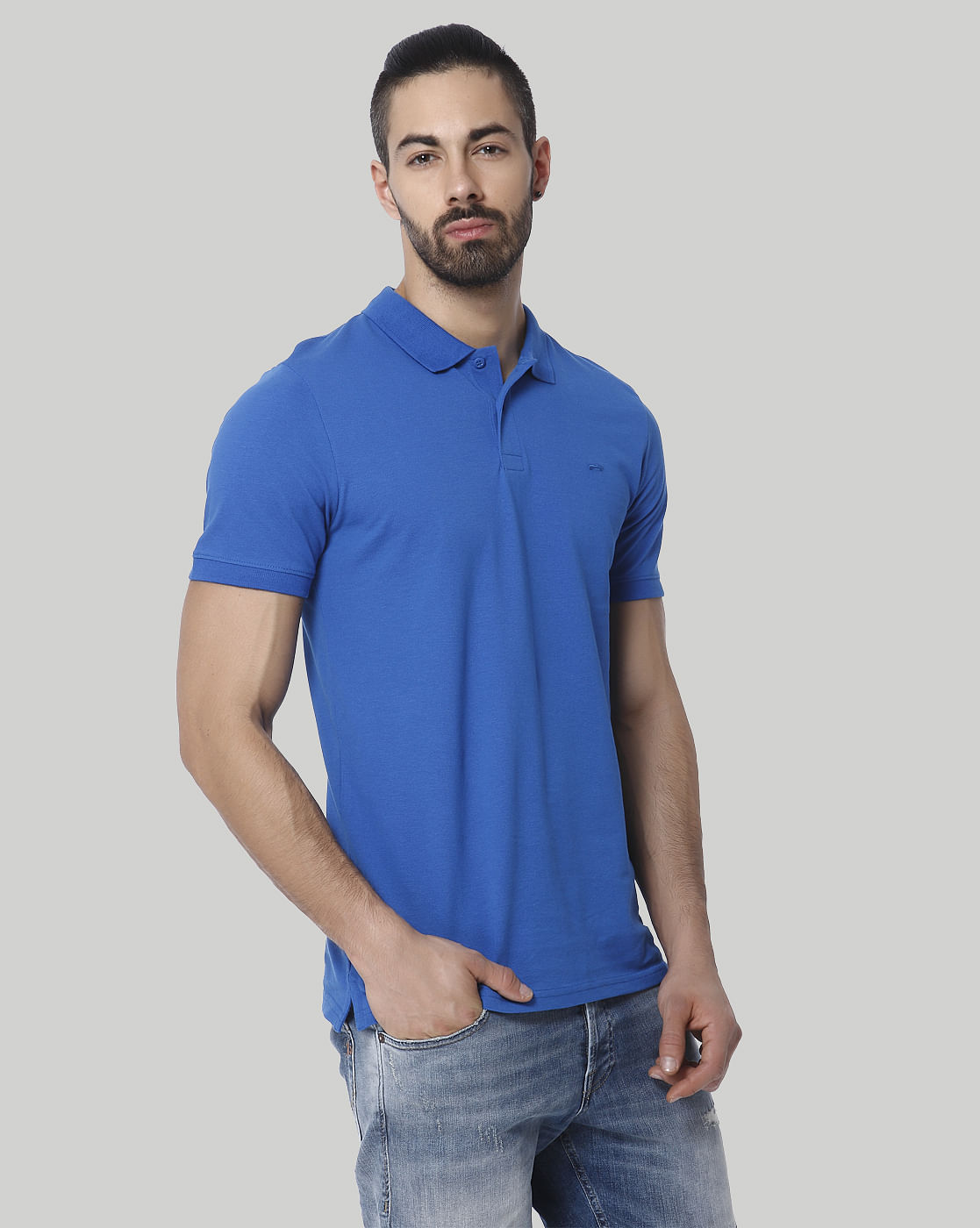 Blue Polo Neck T-Shirt
