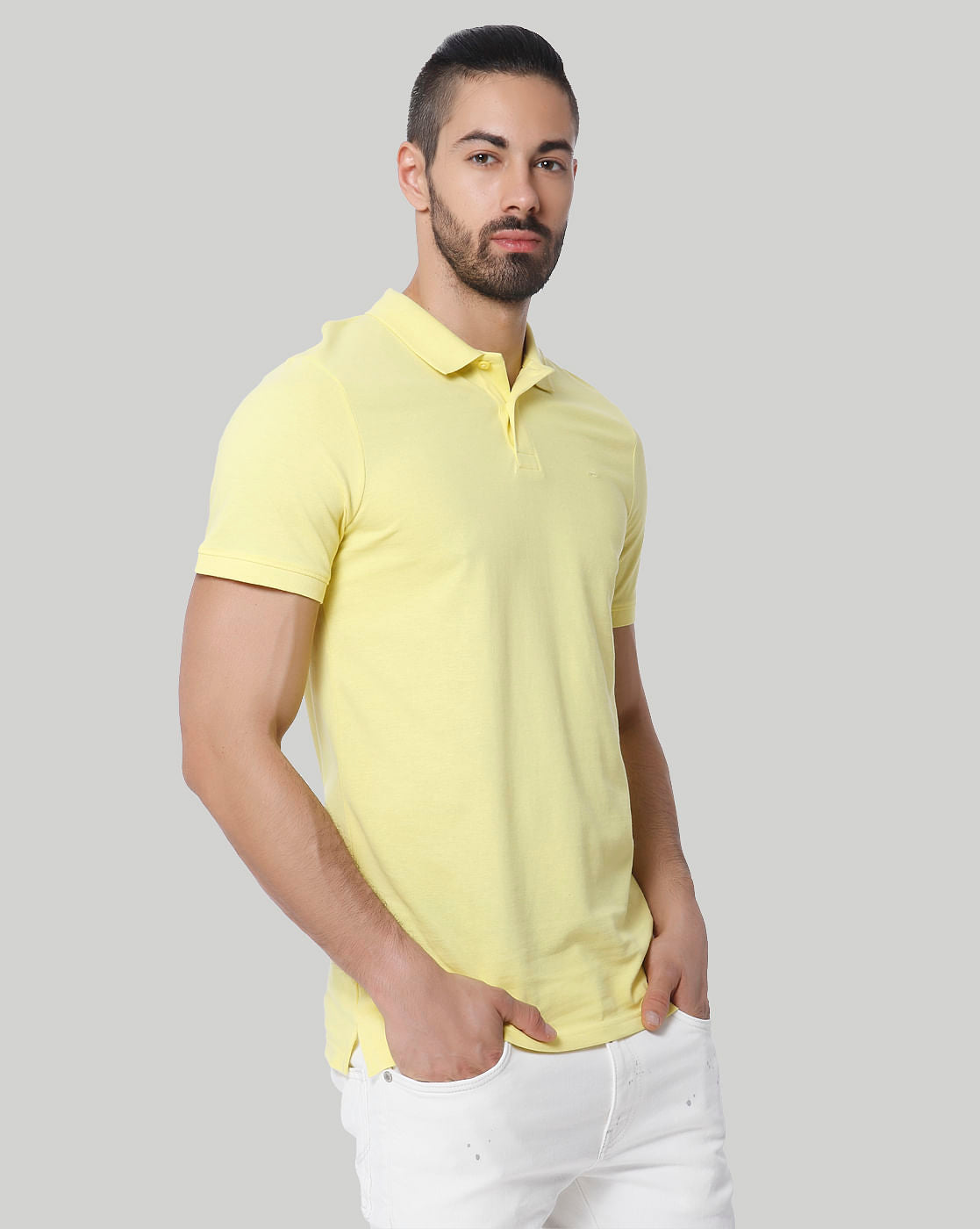 Yellow Polo Neck T-Shirt