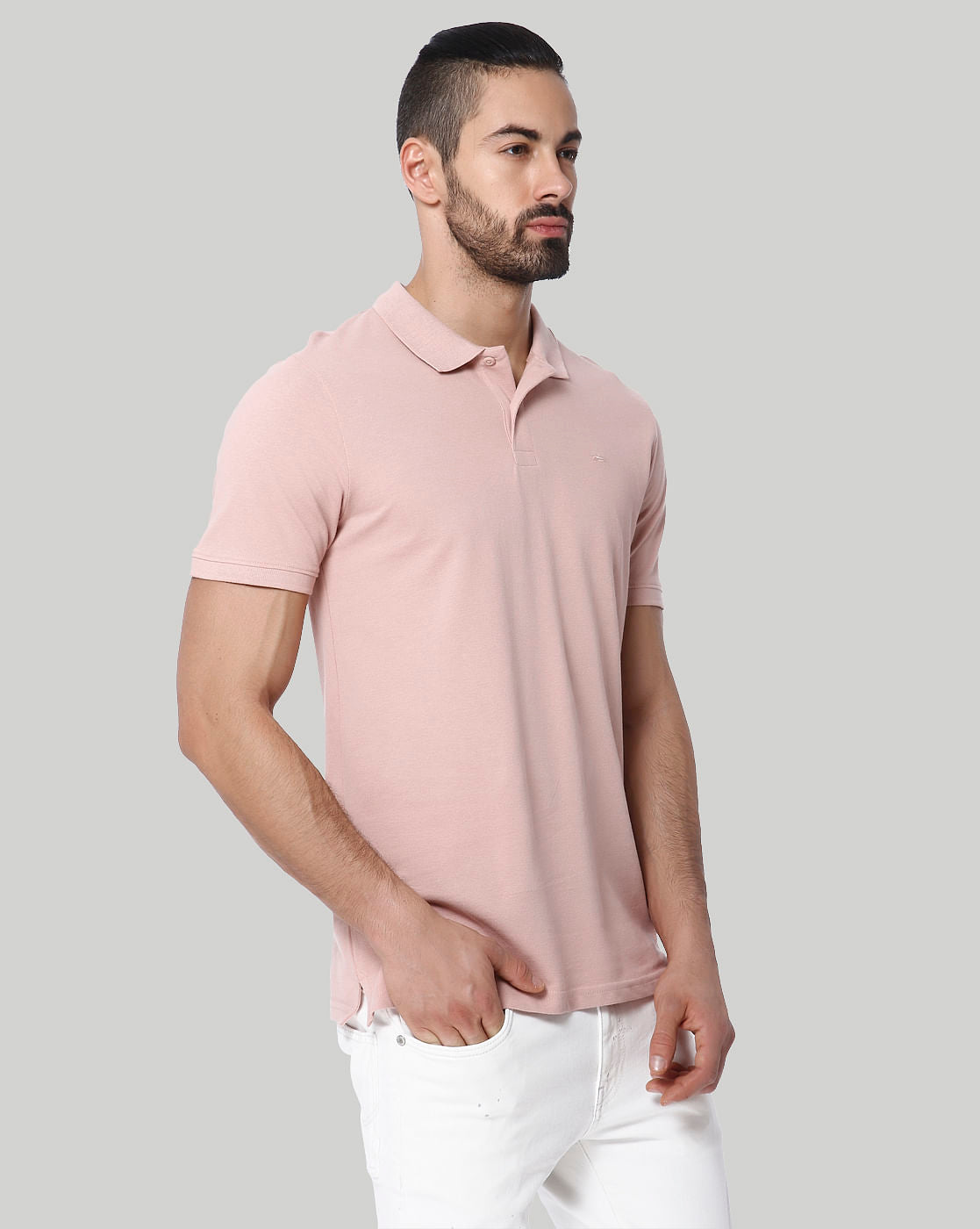 Pink Polo Neck T-Shirt