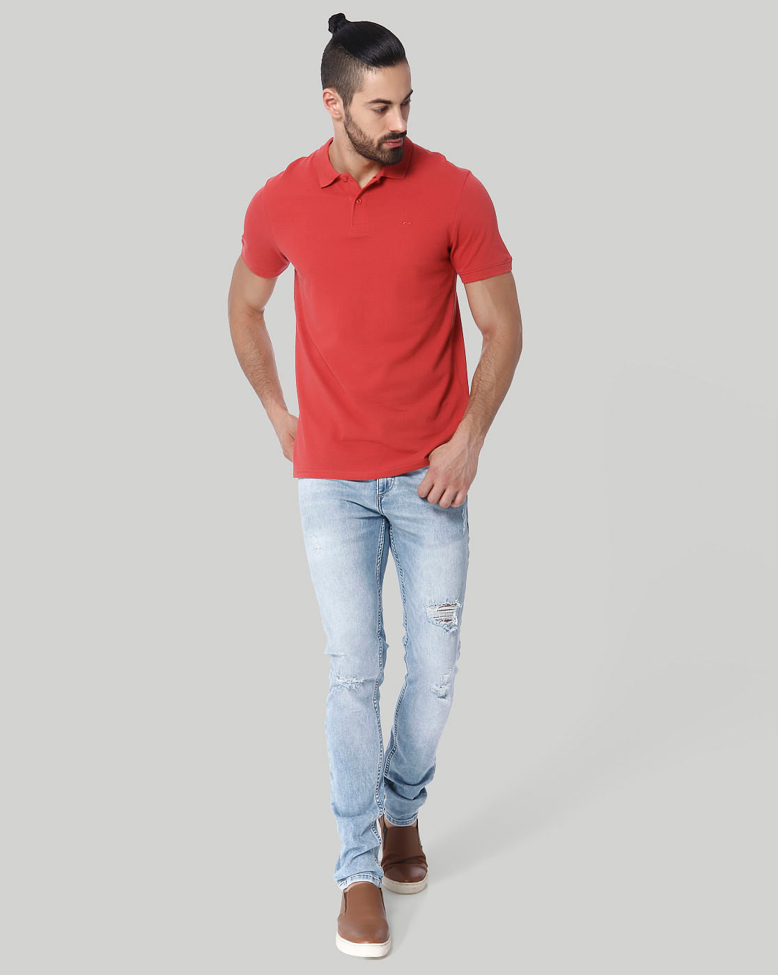 Red Polo Neck T-Shirt