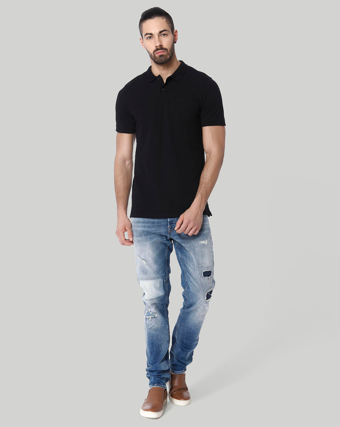 Black Polo Neck T-Shirt