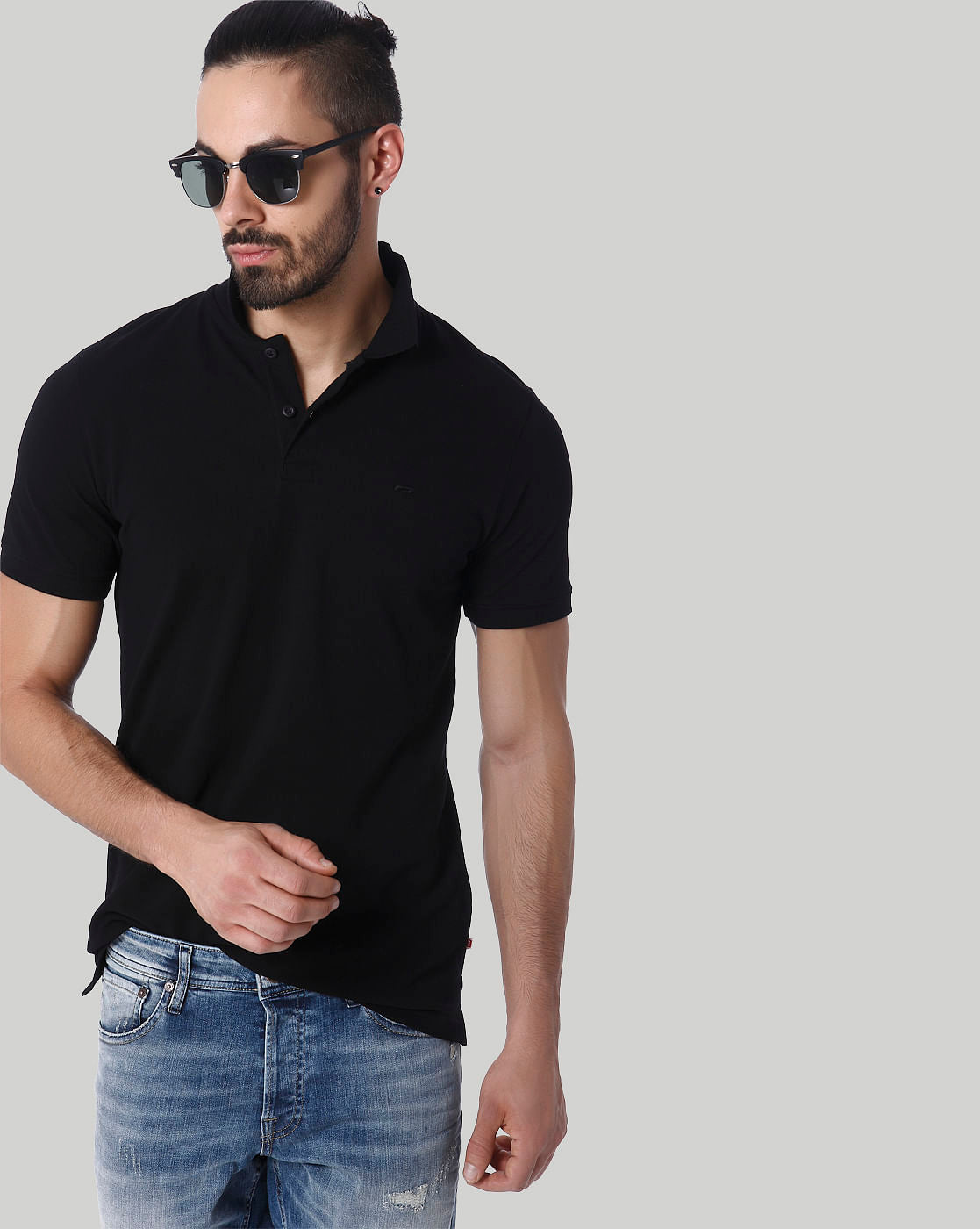 Black Polo Neck T-Shirt