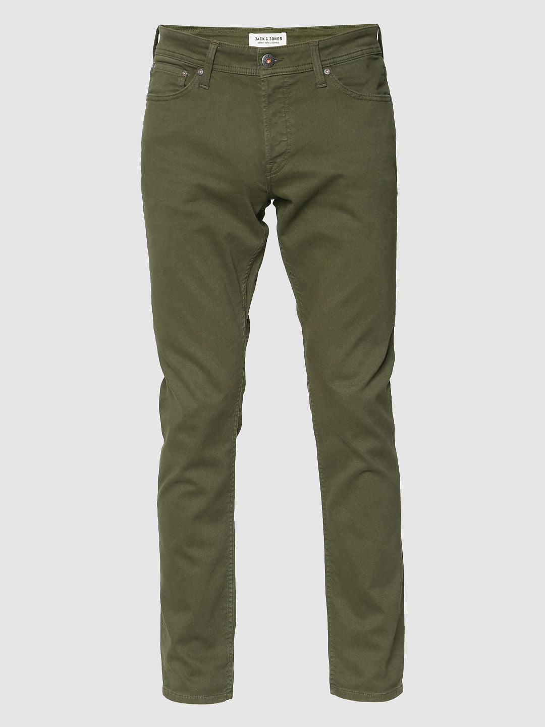 Green Low Rise Over Dyed Slim Fit Pants