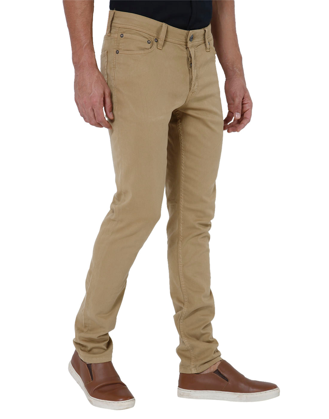 Brown Low Rise Slim Fit Pants