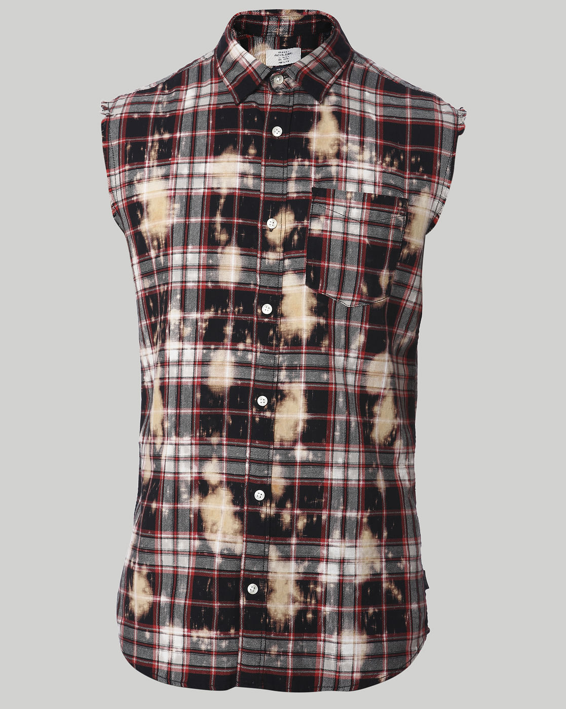Red Check Sleeveless Shirt