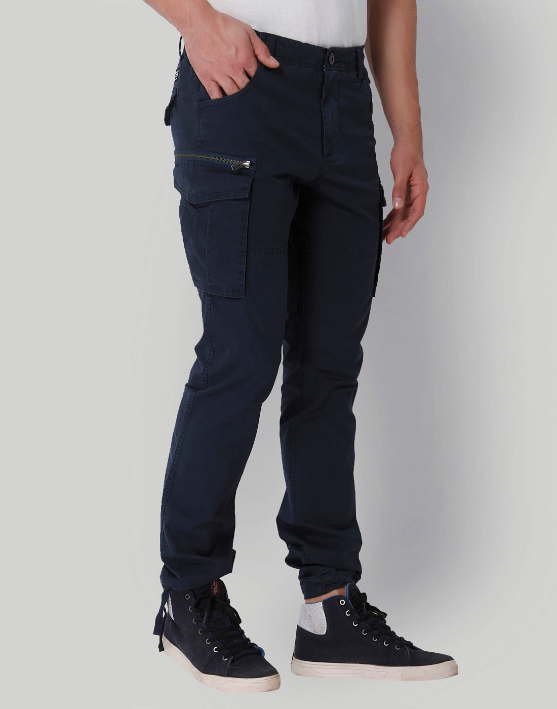 Blue Regular Fit Casual Pants