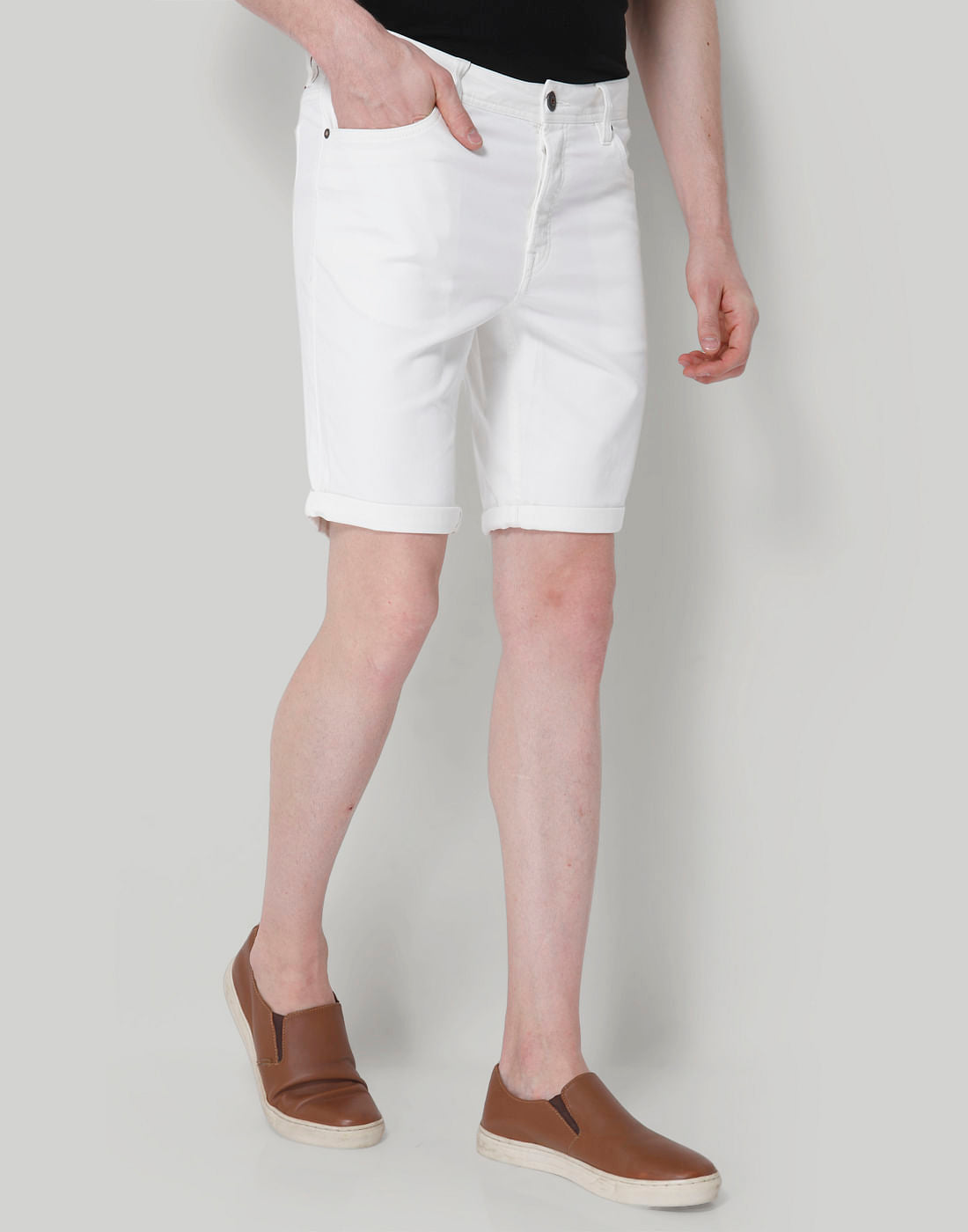 White Slim Fit Shorts