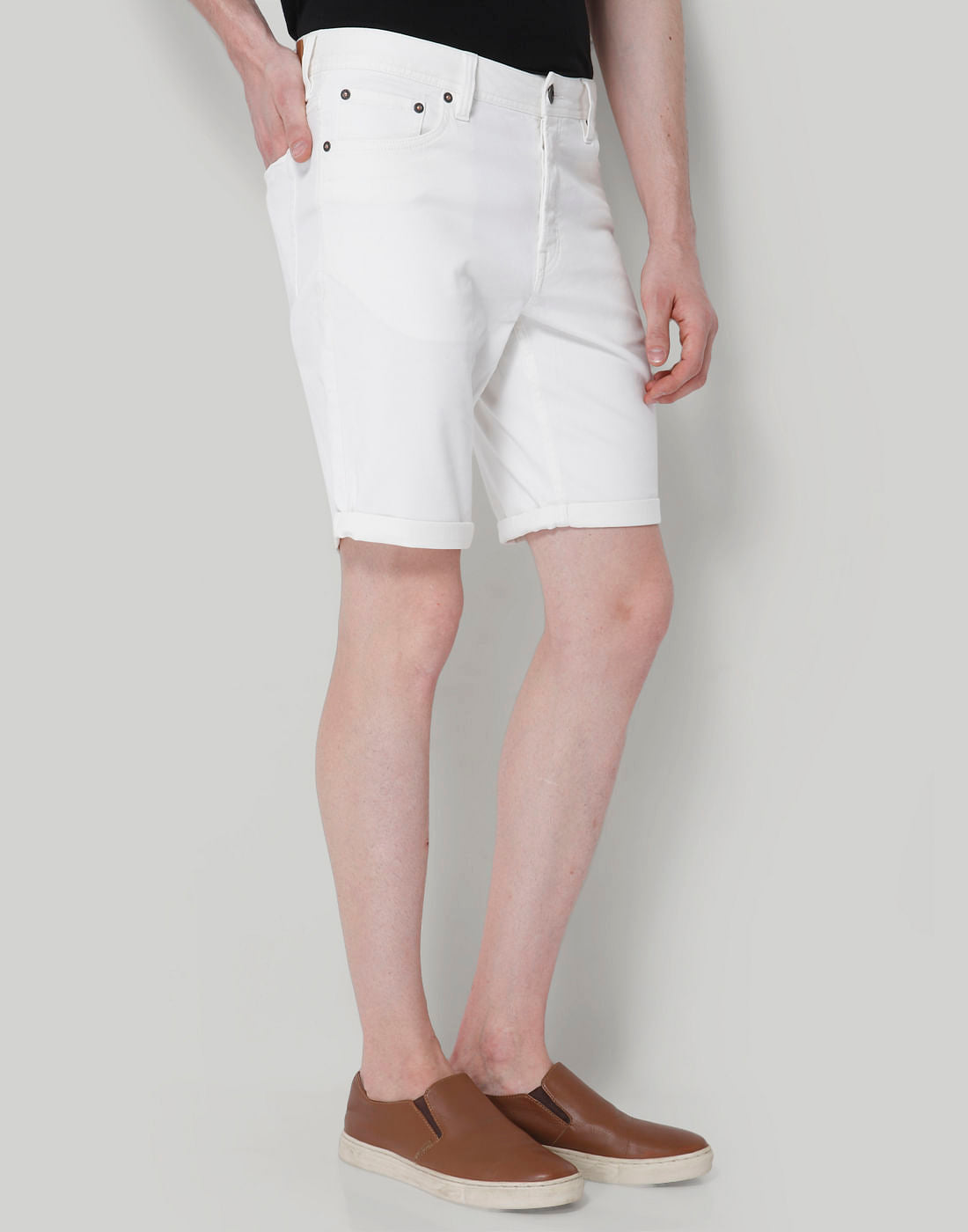 White Slim Fit Shorts