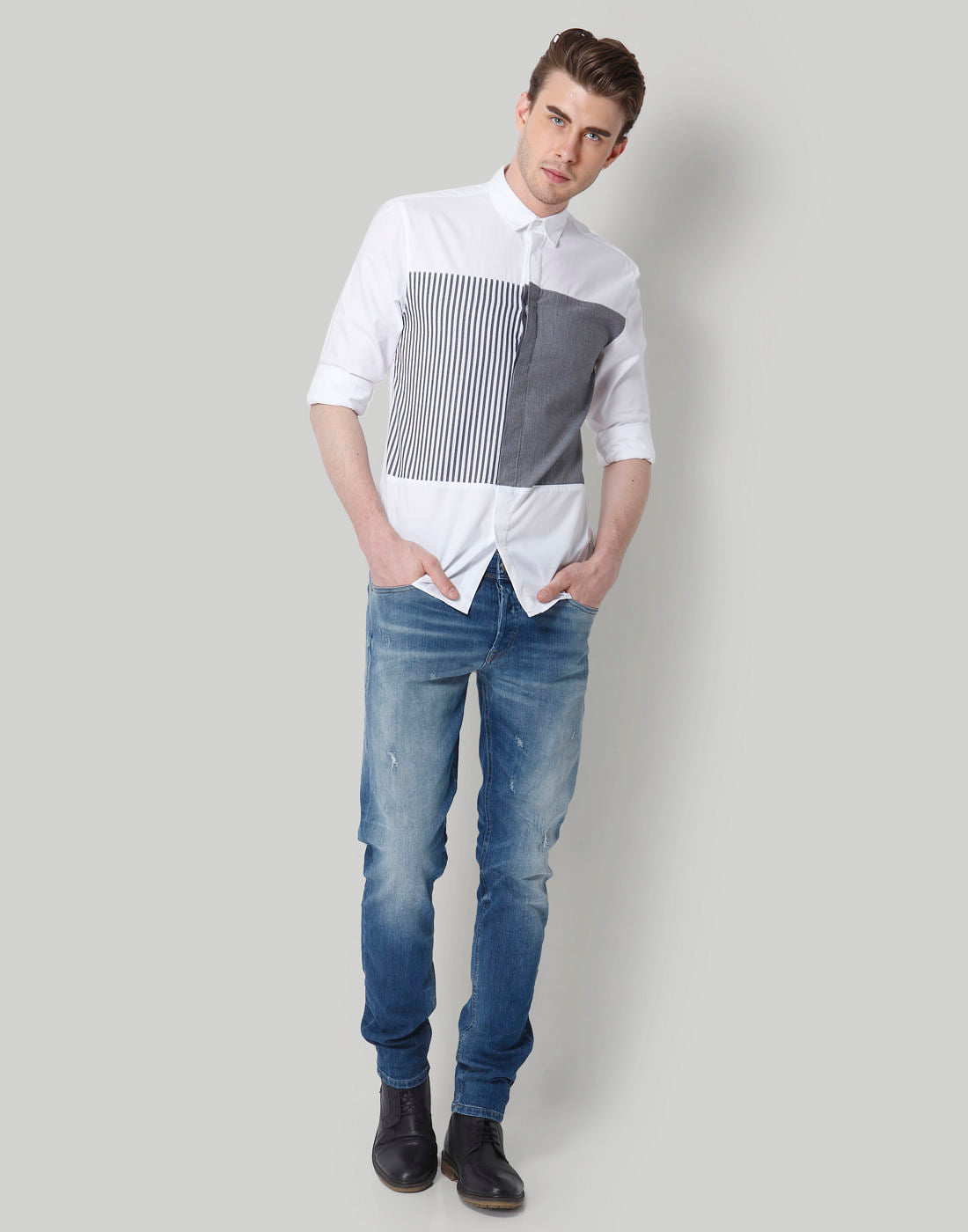 White Striped Full Sleeves Shirt