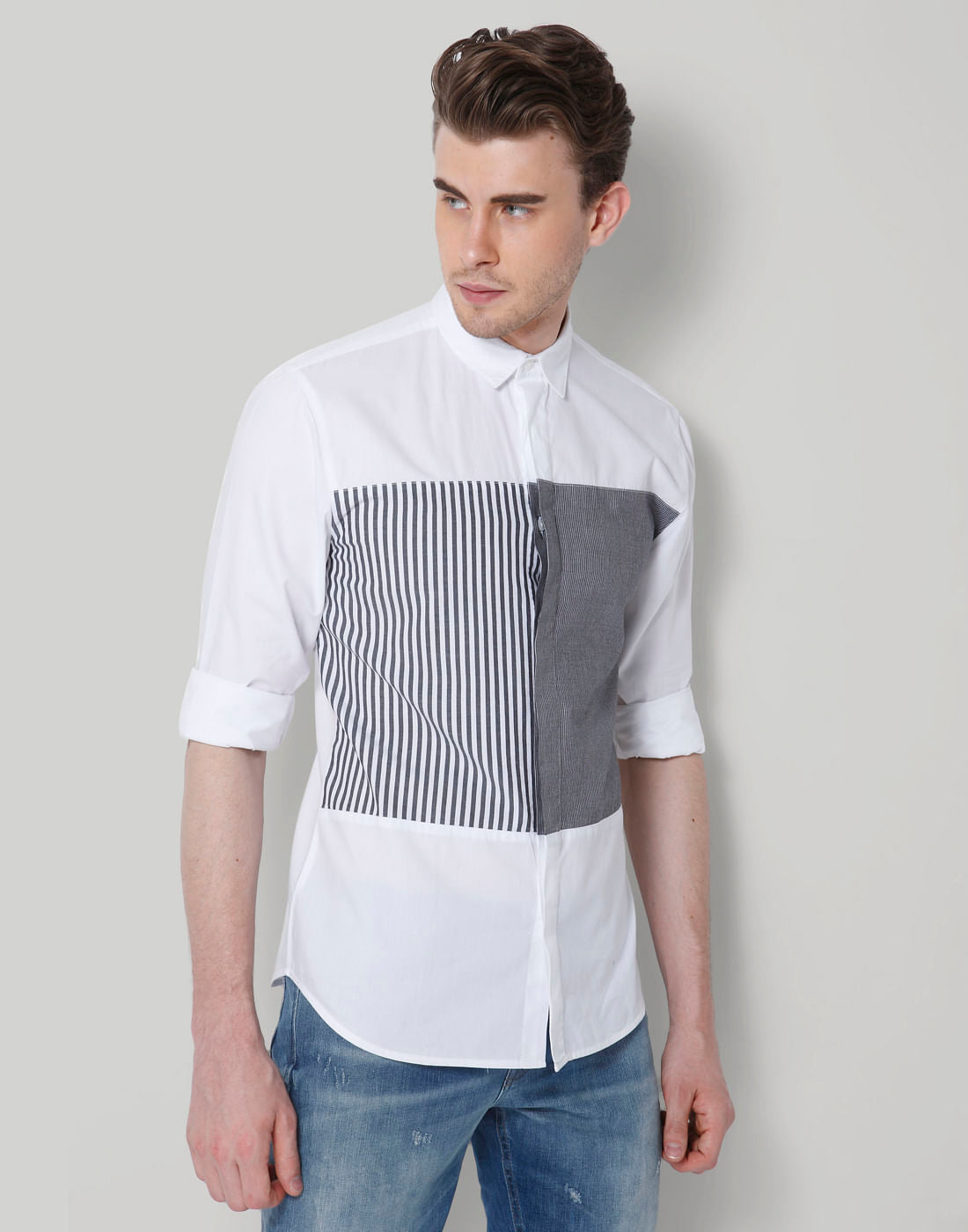 White Striped Full Sleeves Shirt