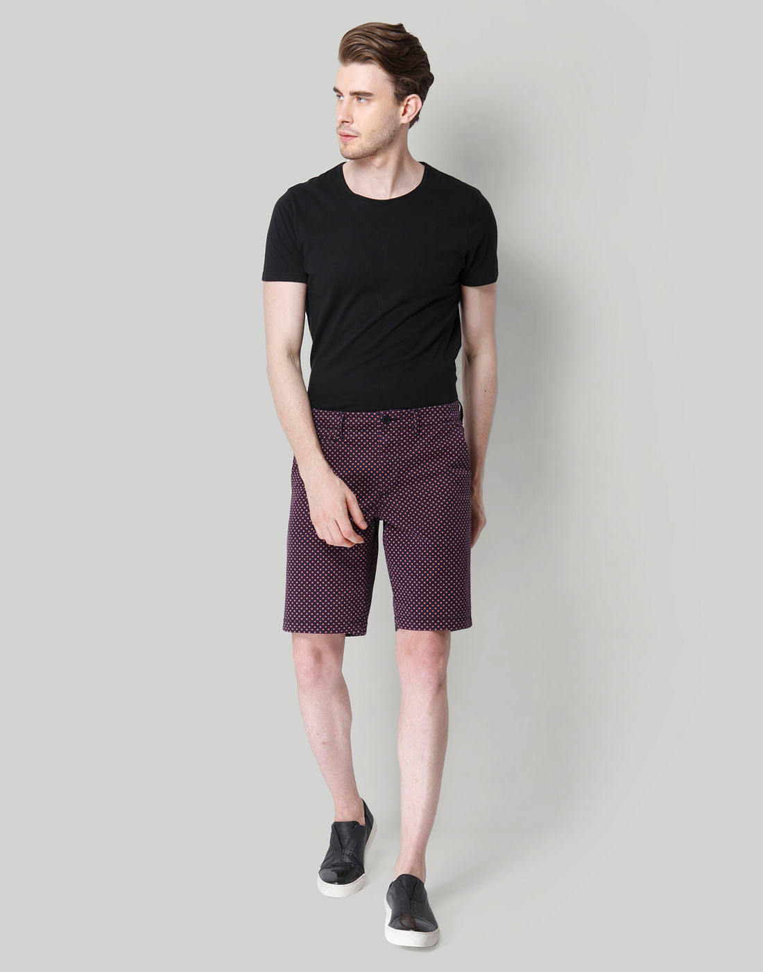 Purple All Over Print Chino Shorts