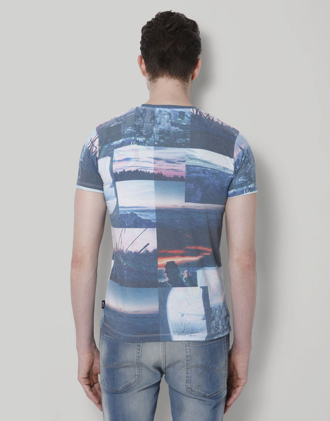 Blue Graphic Print Crew Neck T-Shirt
