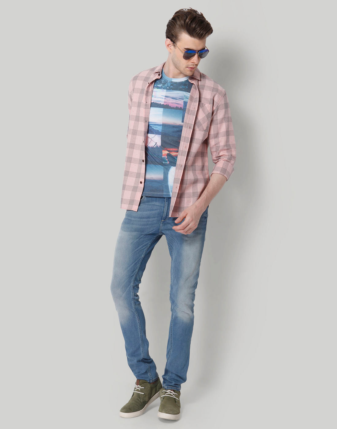 Blue Graphic Print Crew Neck T-Shirt