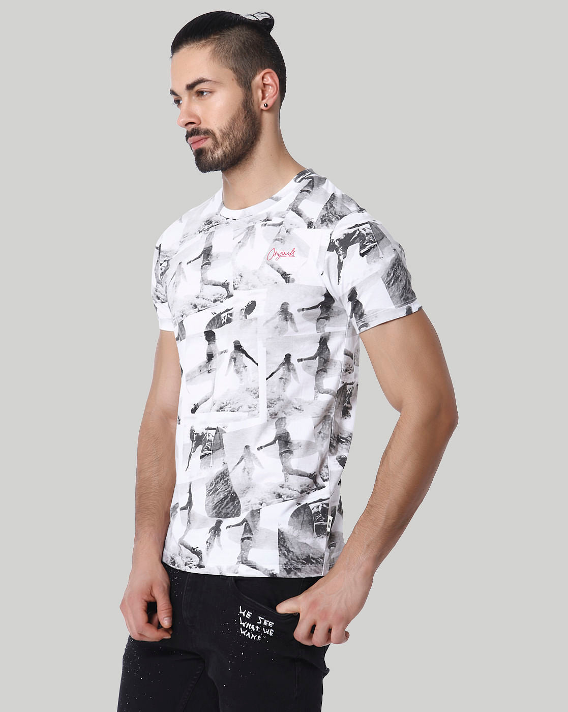 White Graphic Print Crew Neck T-Shirt