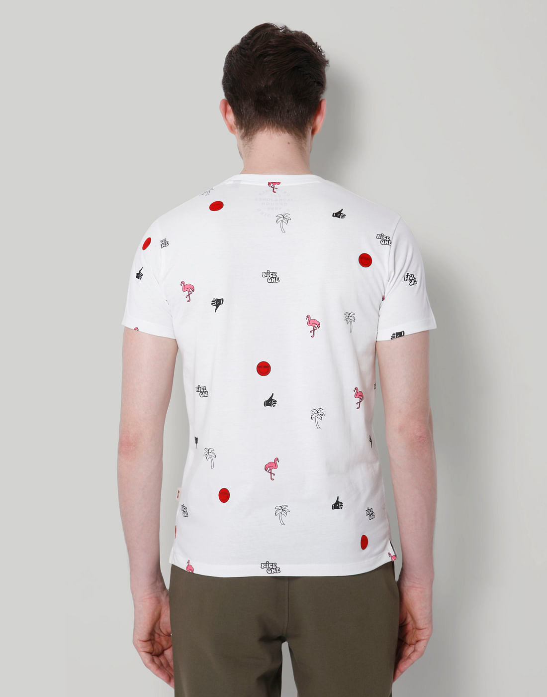White All Over Print Crew Neck T-Shirt