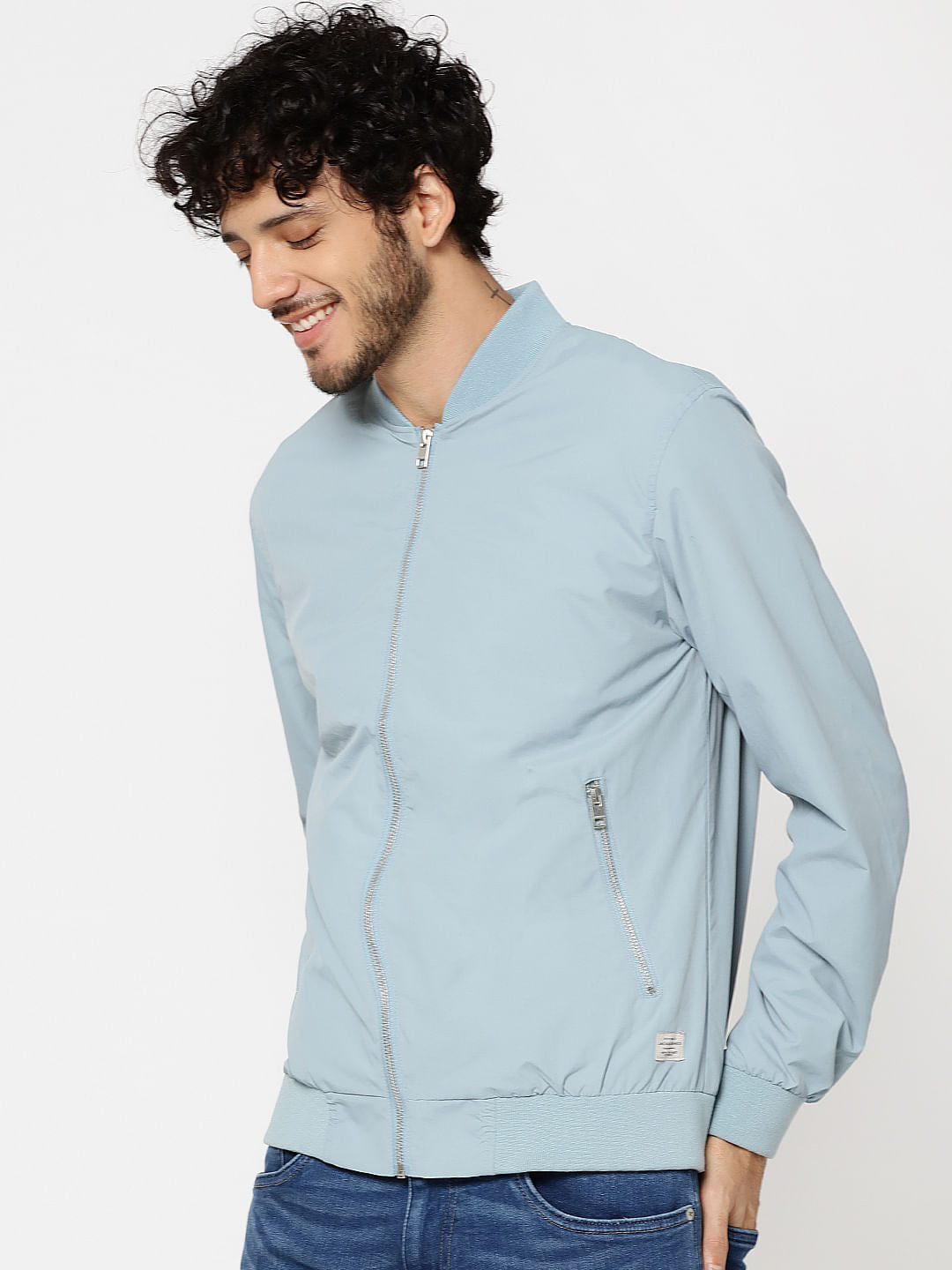 Light Blue Bomber Jacket