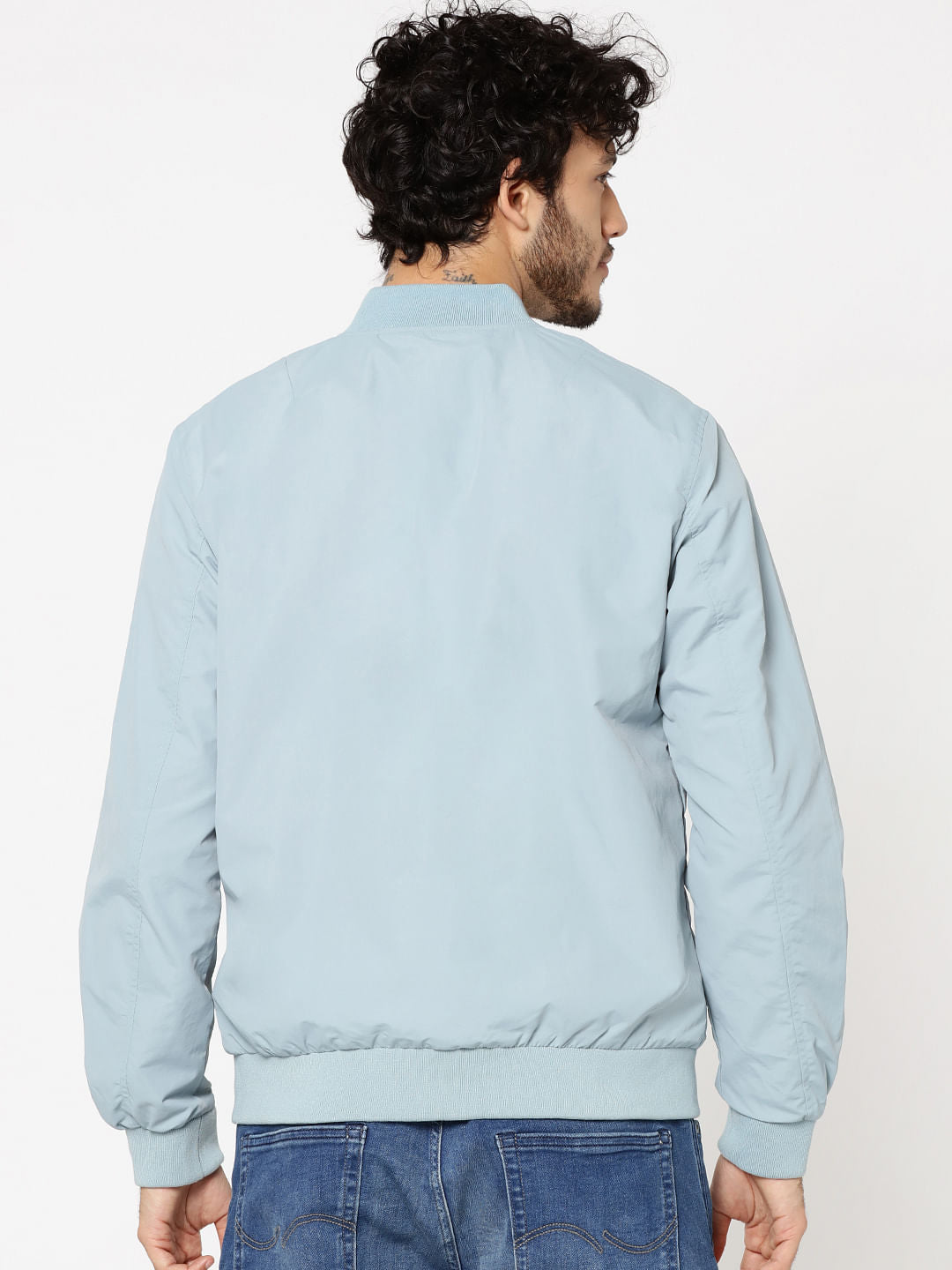 Light Blue Bomber Jacket