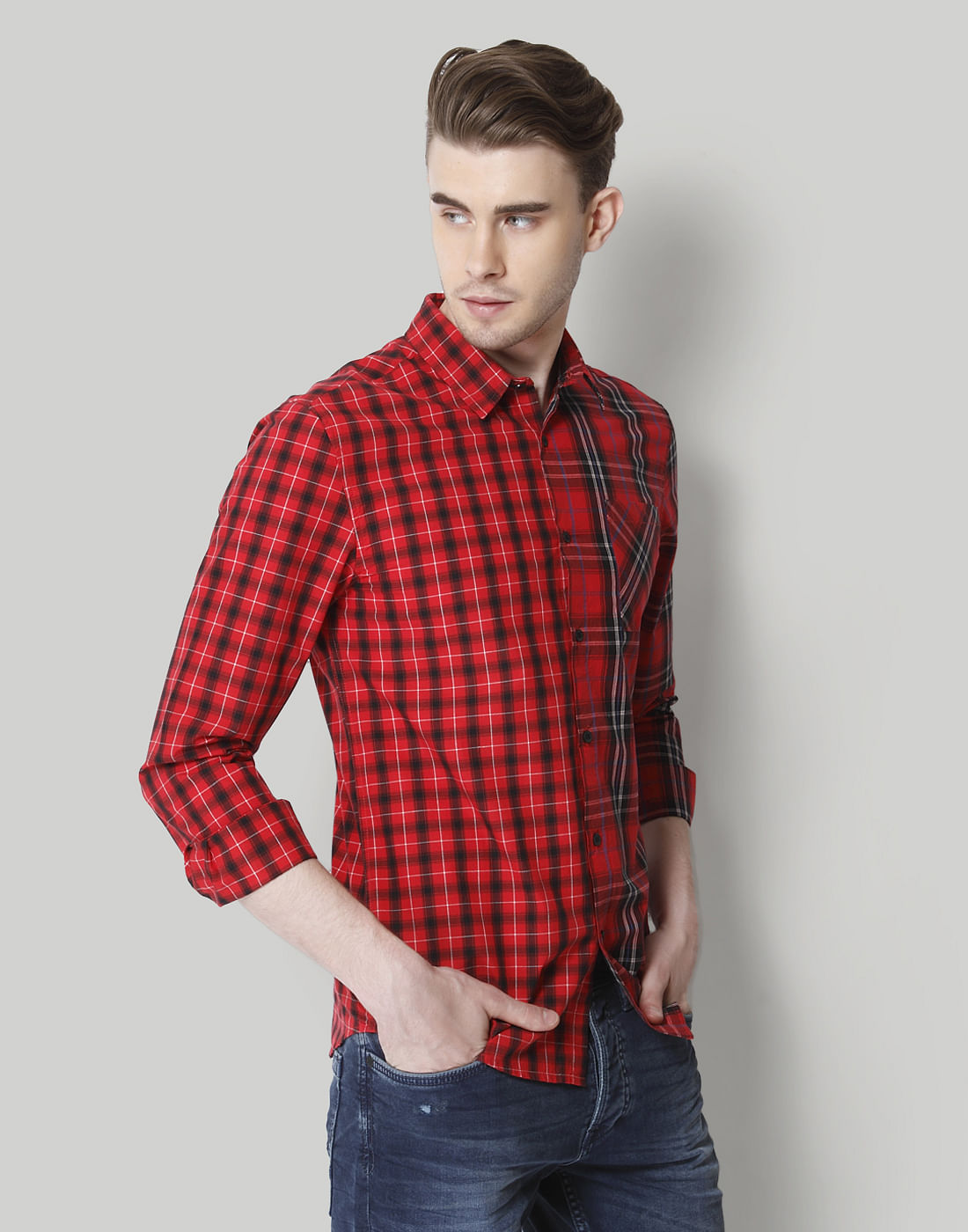 Red Slim Fit Shirts