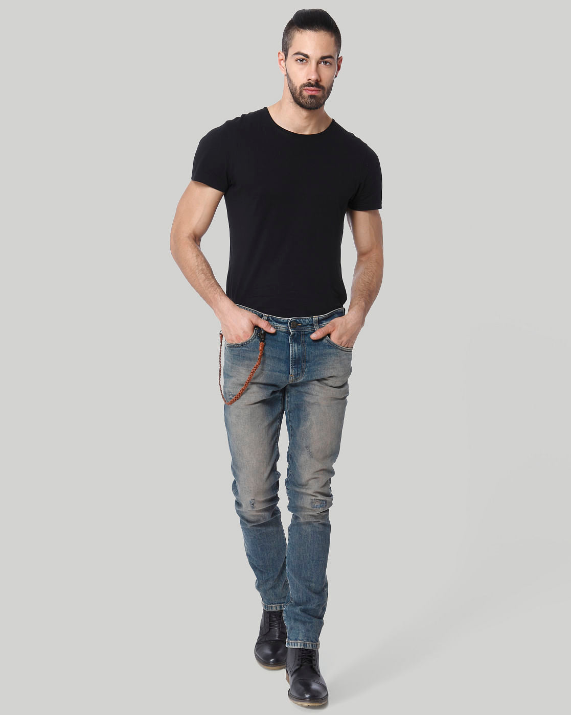 Blue Washed Tim Slim Fit Jeans