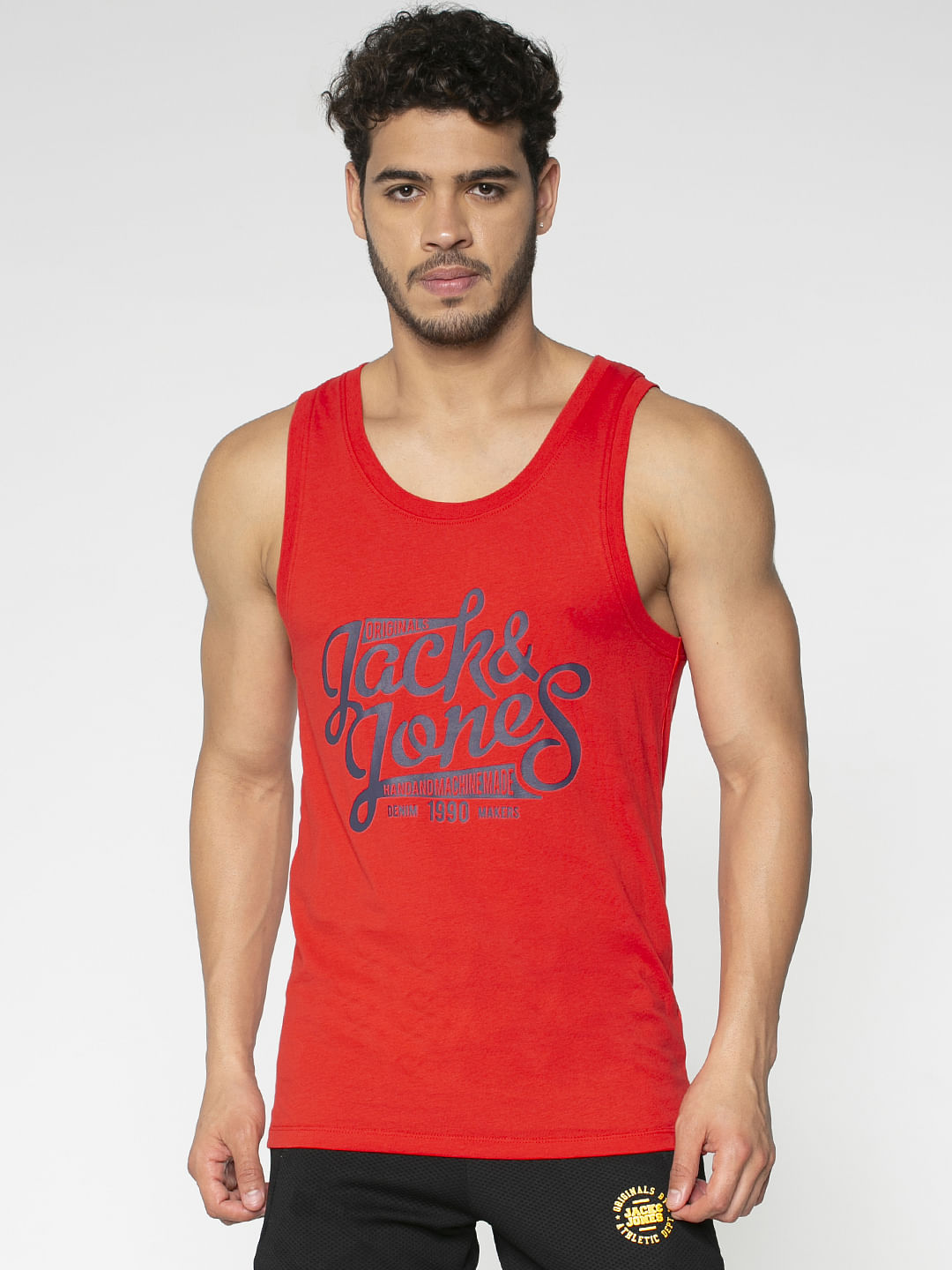 Red Logo Print Vest