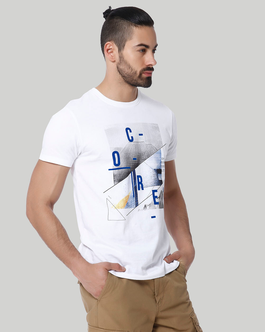White Graphic Print Crew Neck T-Shirt