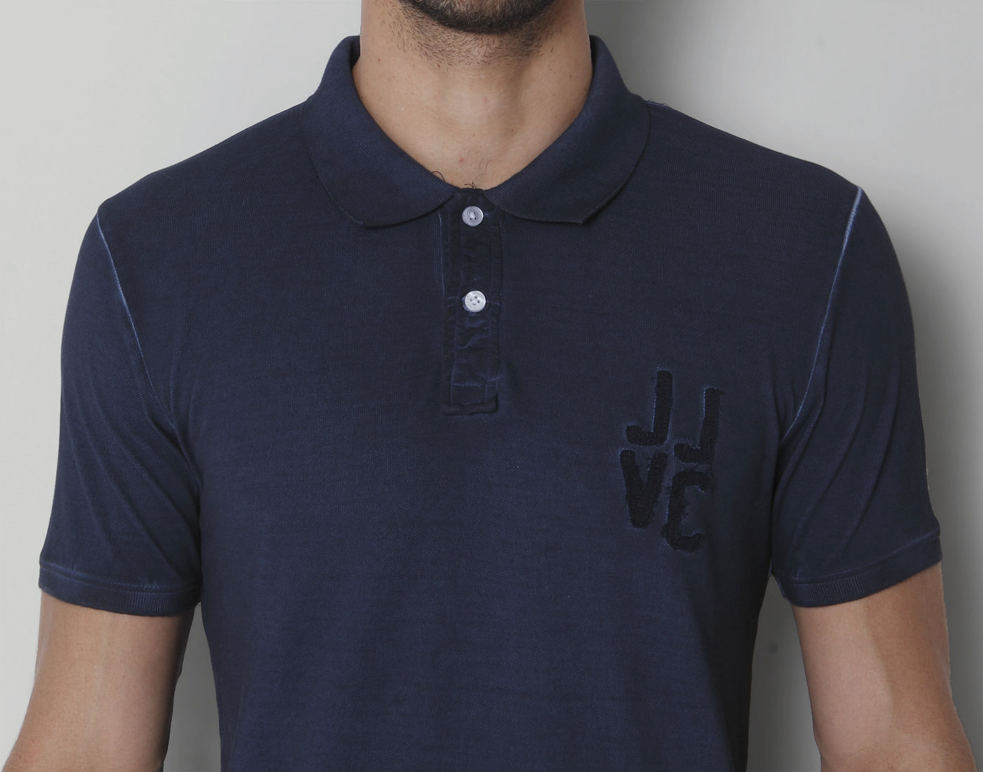 Blue Washed Polo Neck T-Shirt