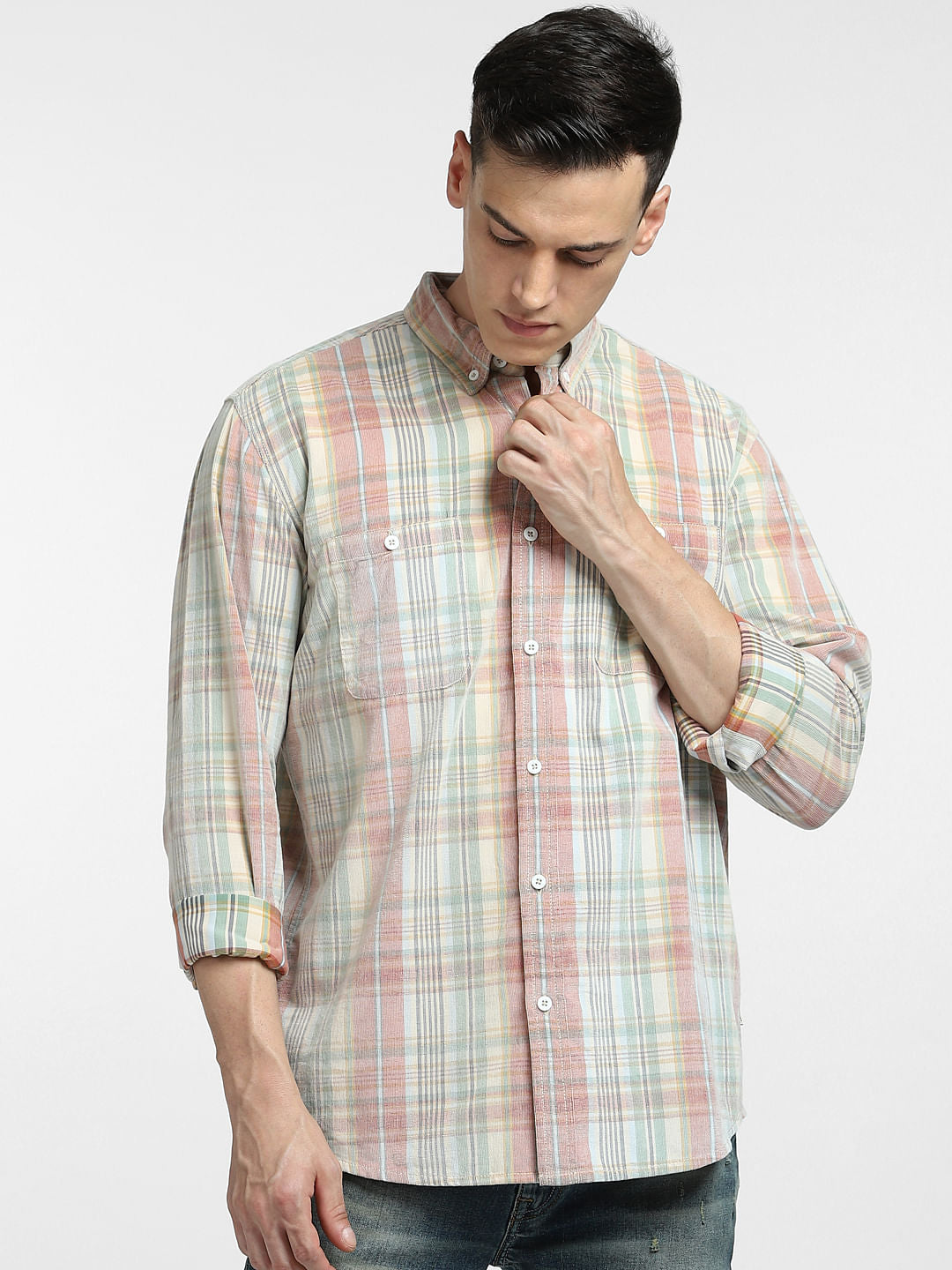 Grey Check Full Sleeves Shirt