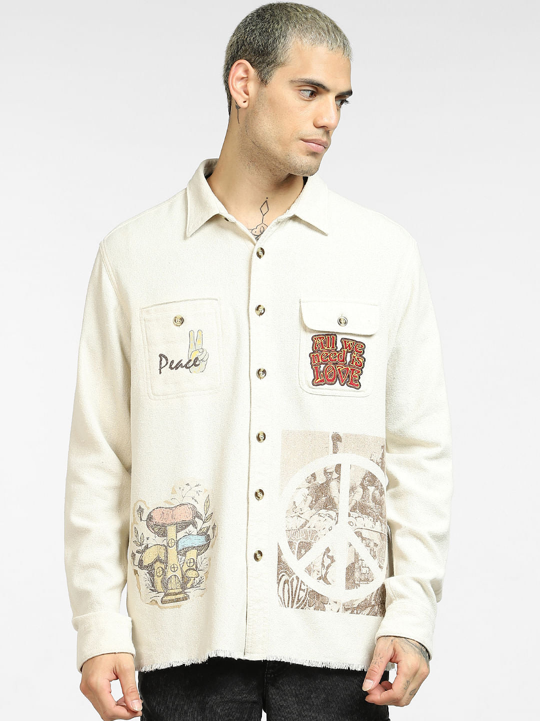 White Oversized Full Sleeves Shirt