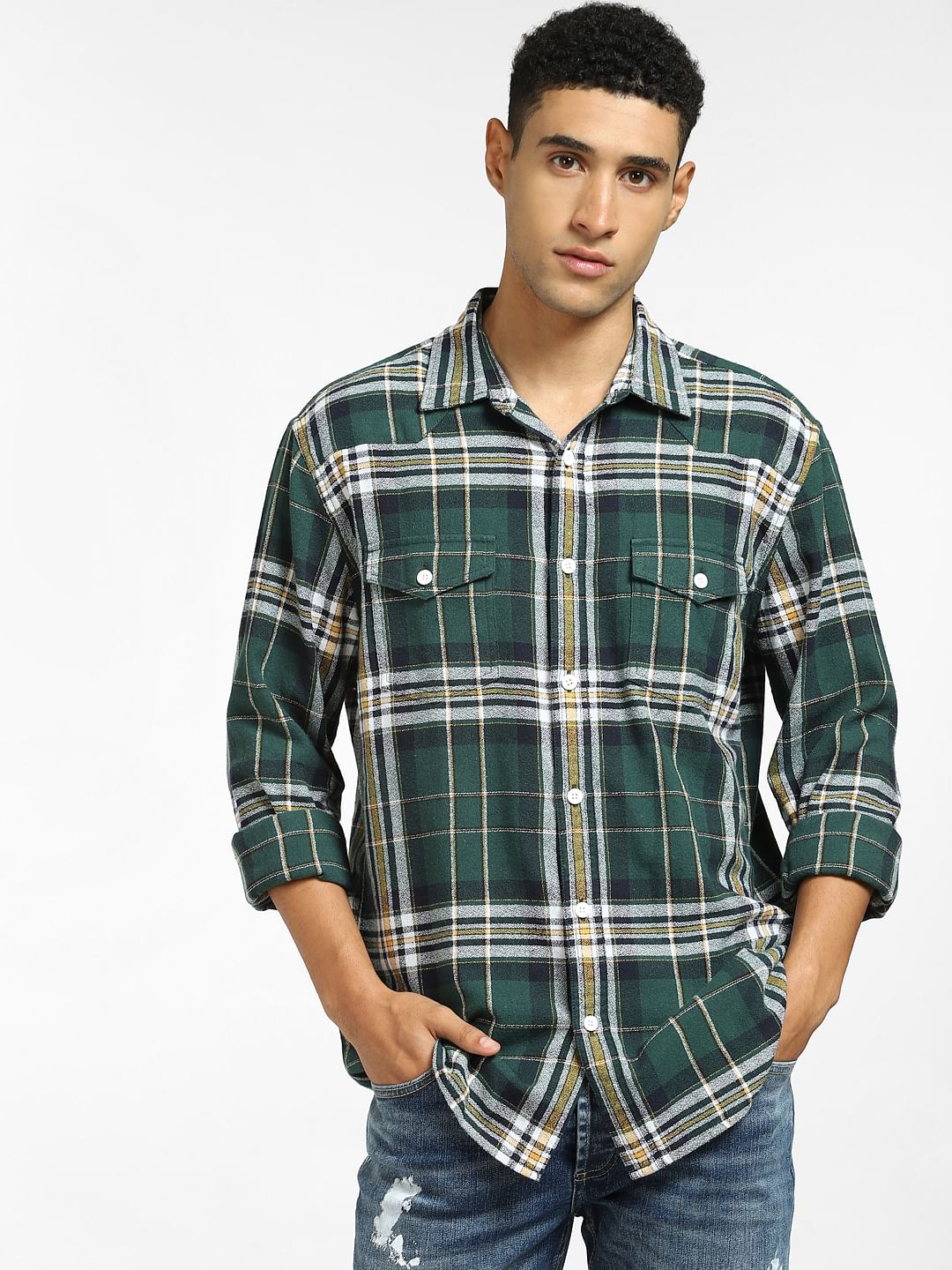 Green Check Full Sleeves Shirt