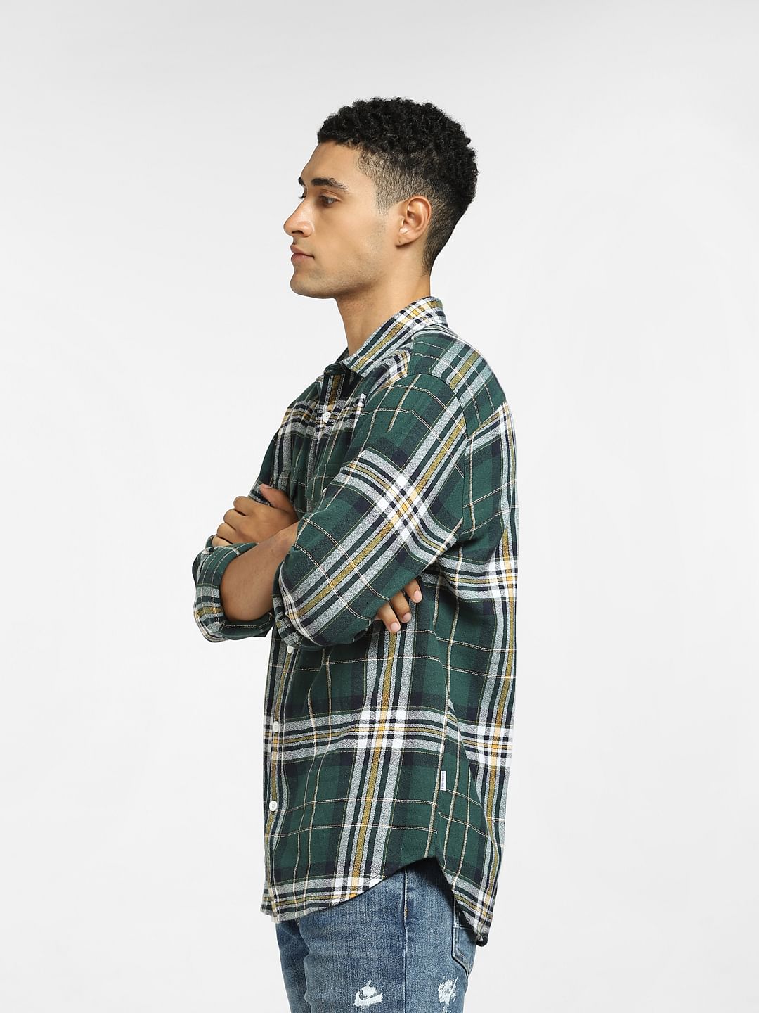 Green Check Full Sleeves Shirt