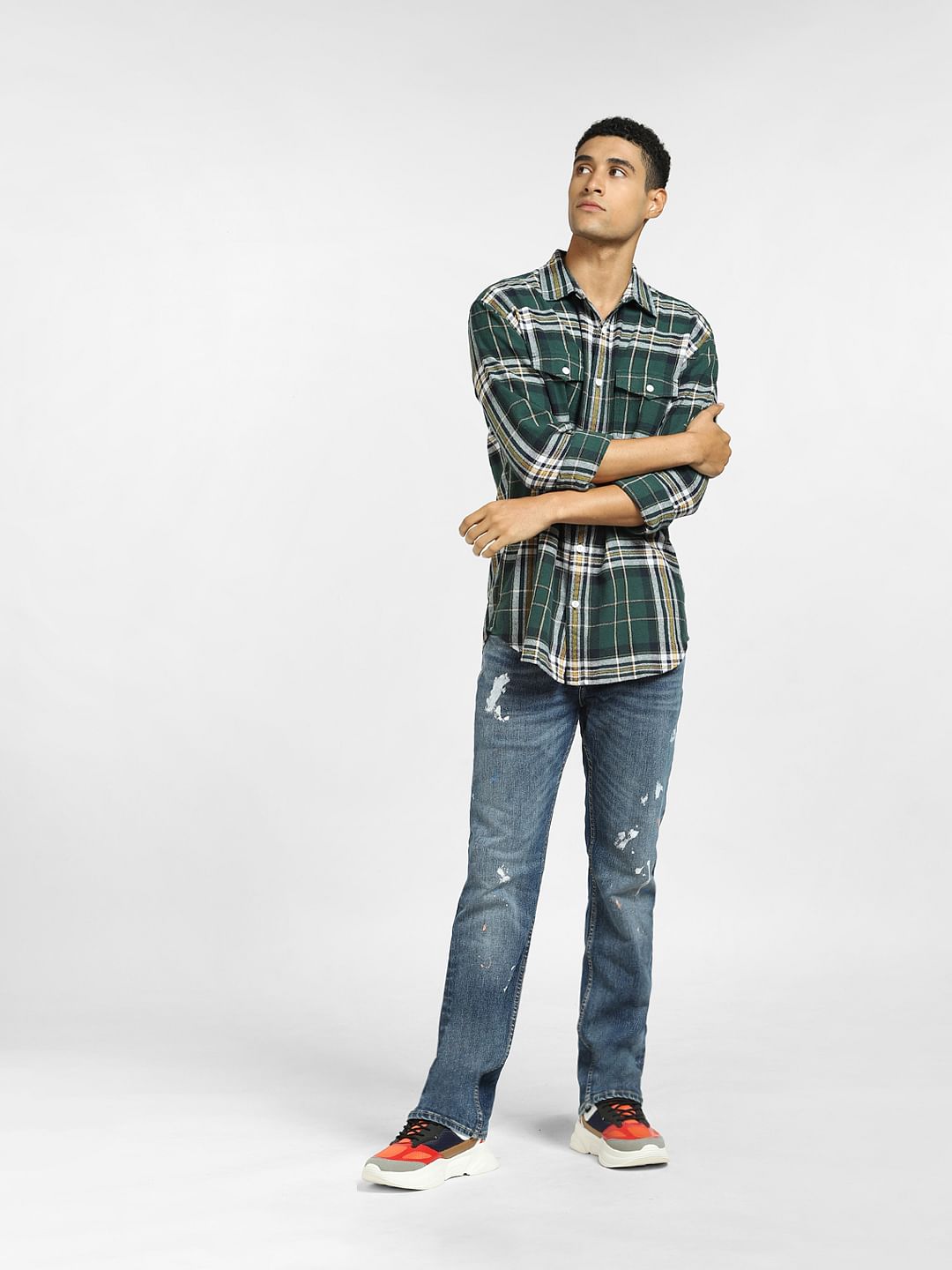 Green Check Full Sleeves Shirt