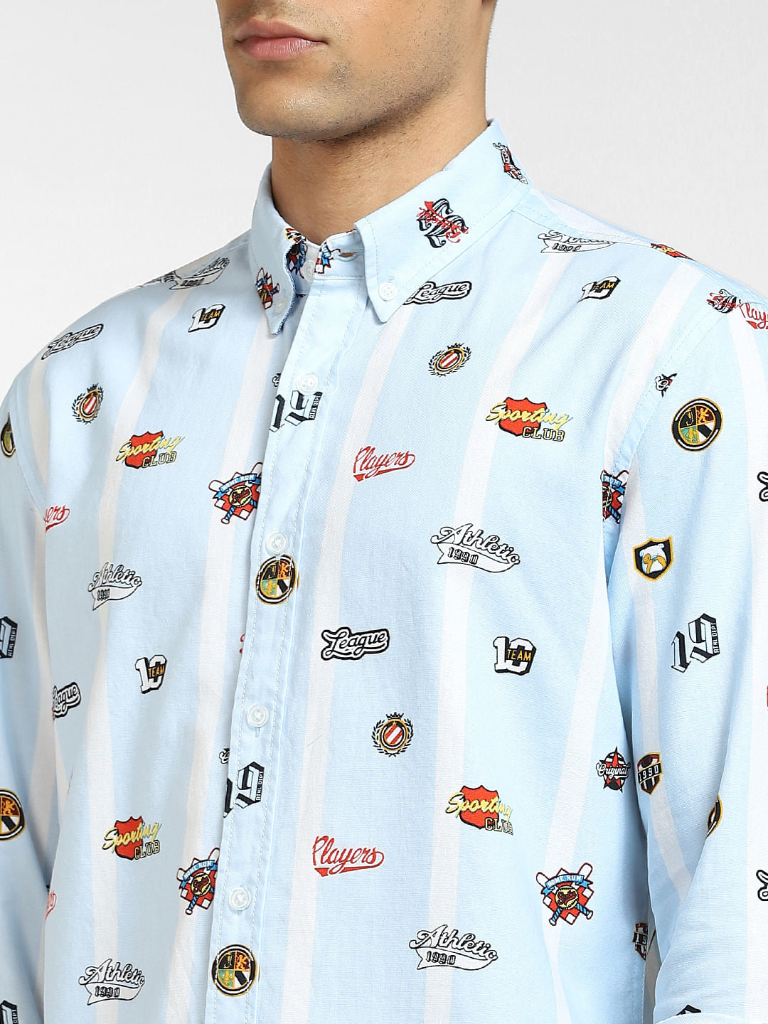 Blue All Over Print Full Sleeves Shirt